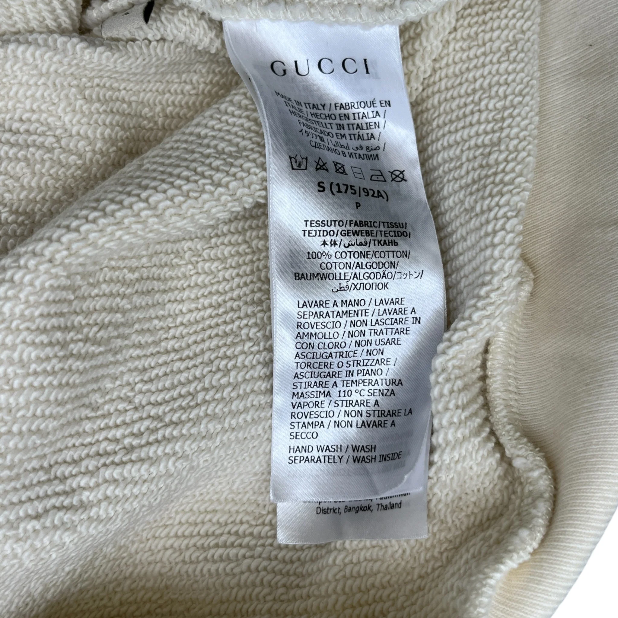 Men's Logo Print Hoodie Beige Size S - Image 6