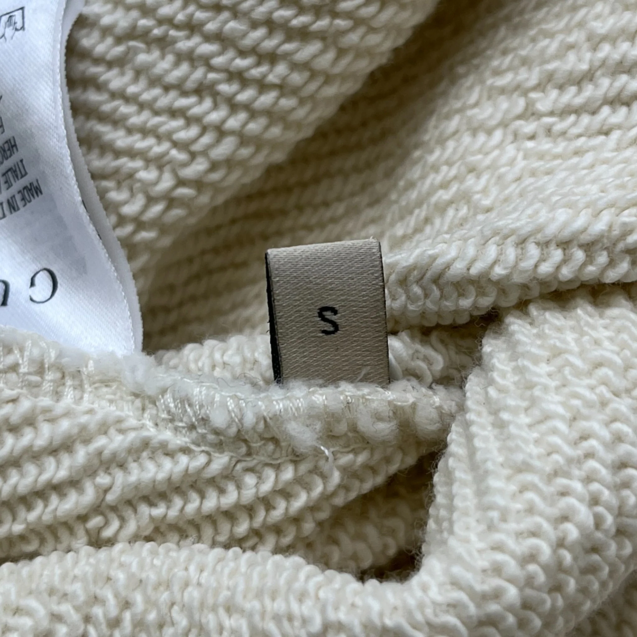 Men's Logo Print Hoodie Beige Size S - Image 7