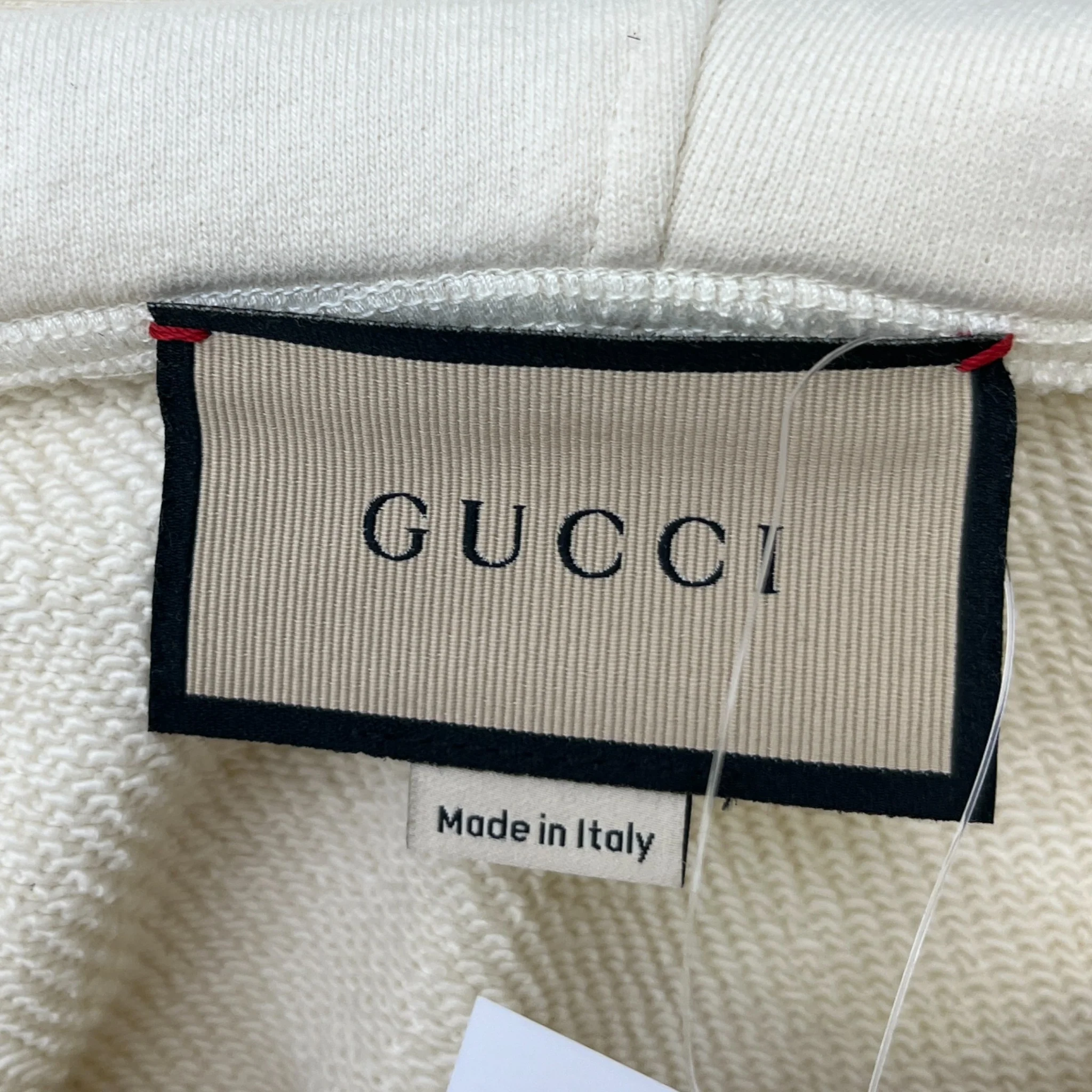 Men's Logo Print Hoodie Beige Size S - Image 8