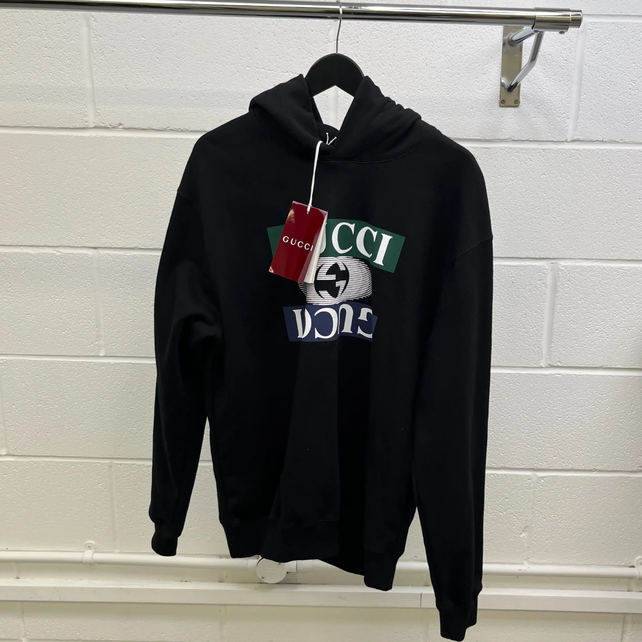 Men's Logo Print Hoodie Black Size M - Image 10