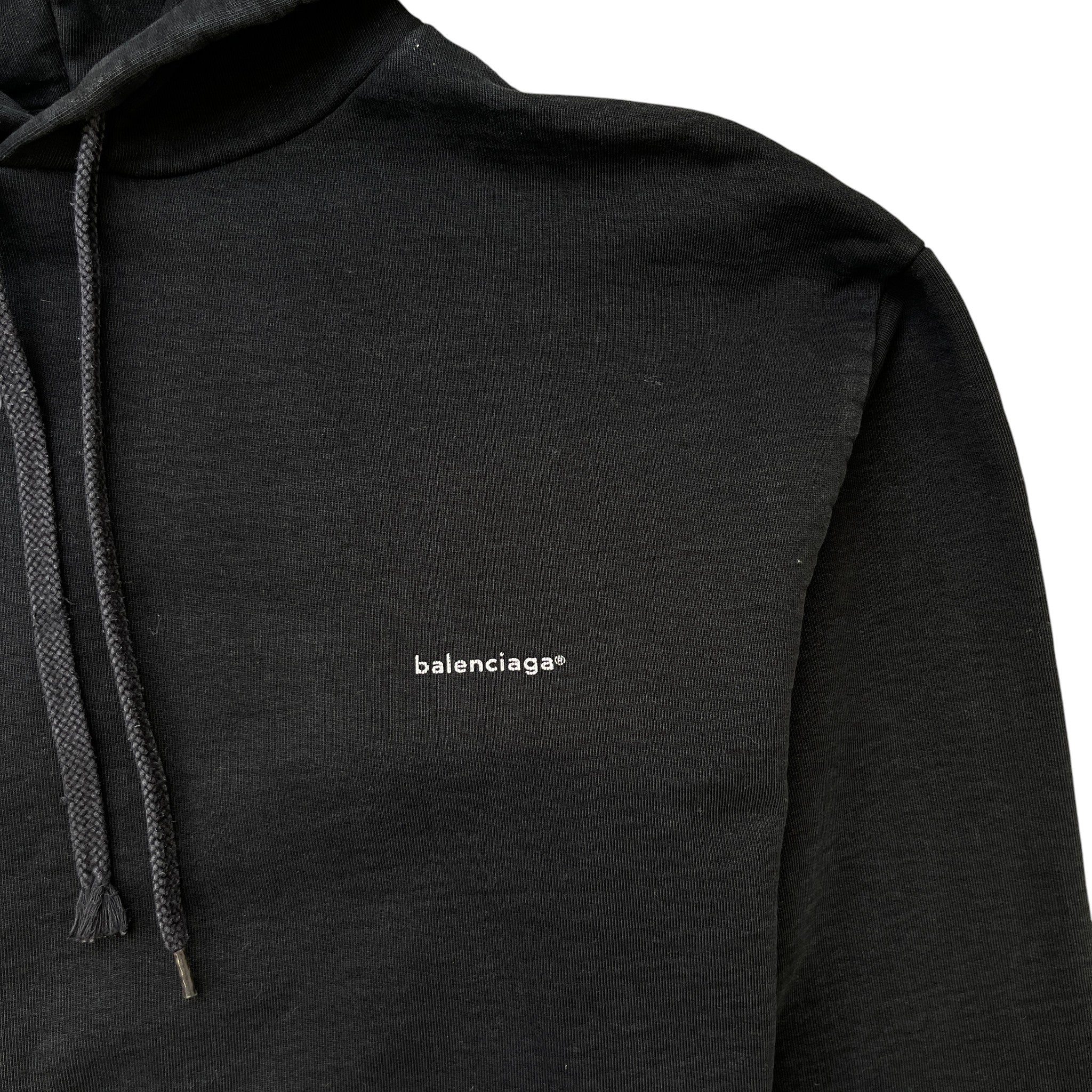 Men's Logo Print Hoodie Black Size M - Image 5