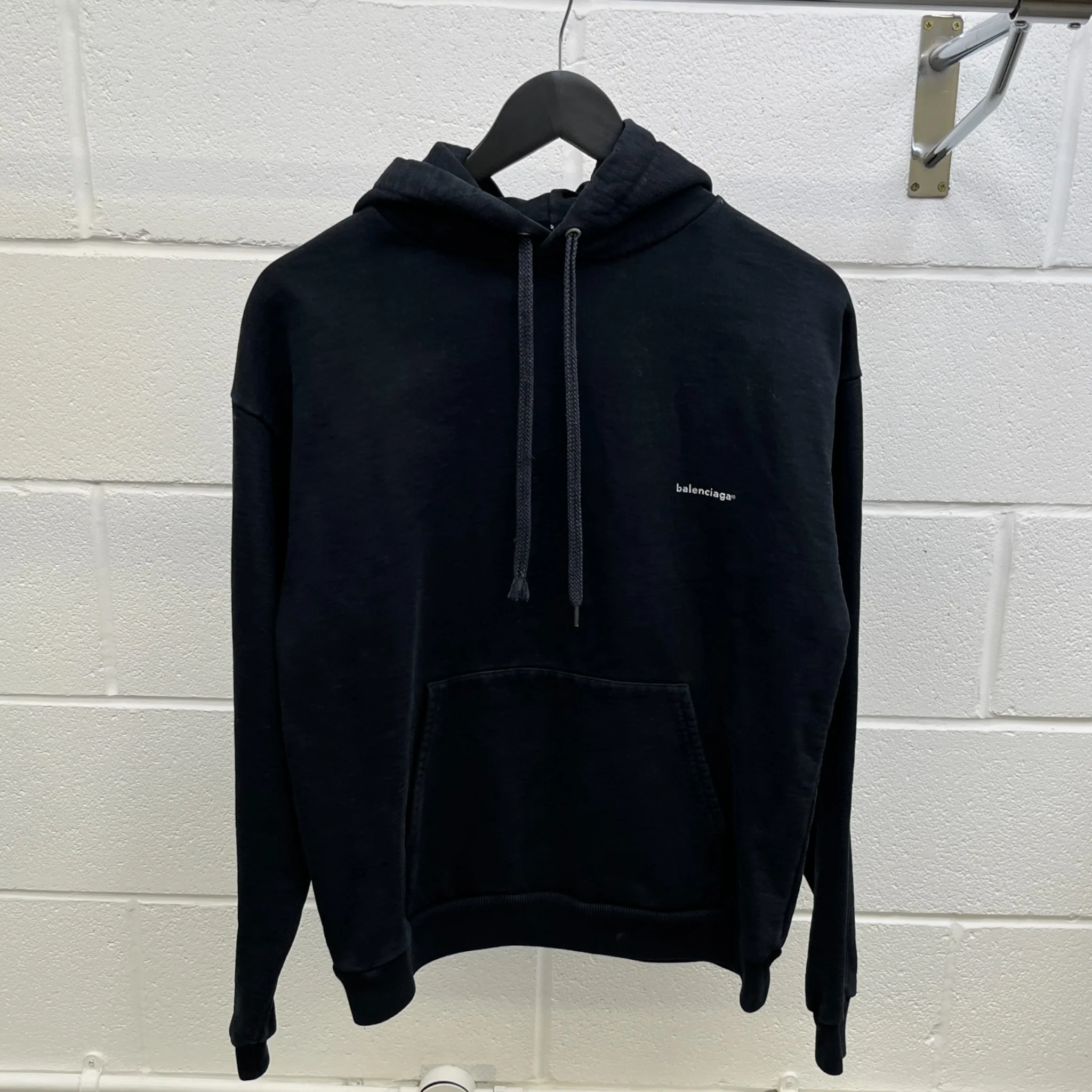 Men's Logo Print Hoodie Black Size M - Image 8