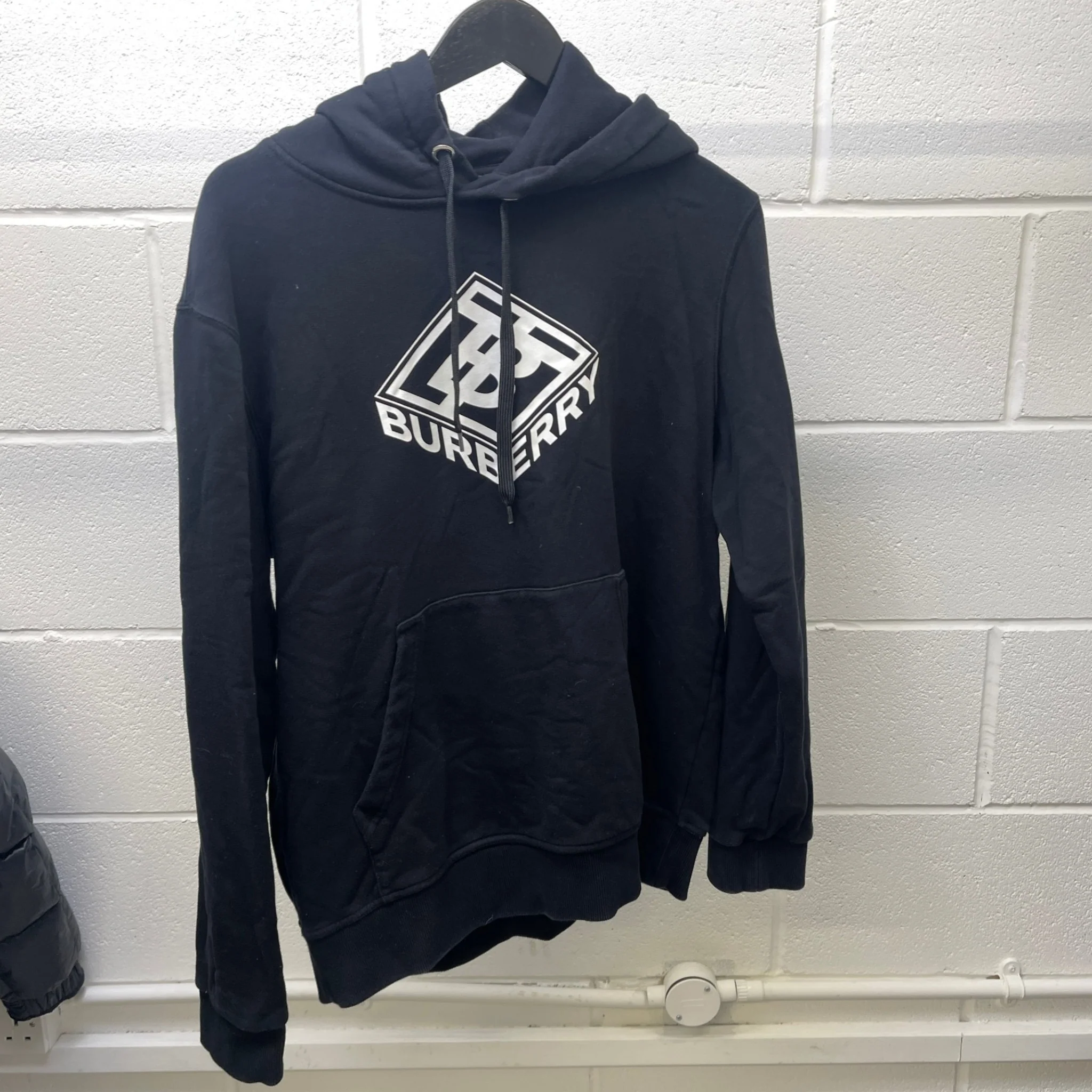 Men's Logo Print Hoodie Black Size M - Image 9