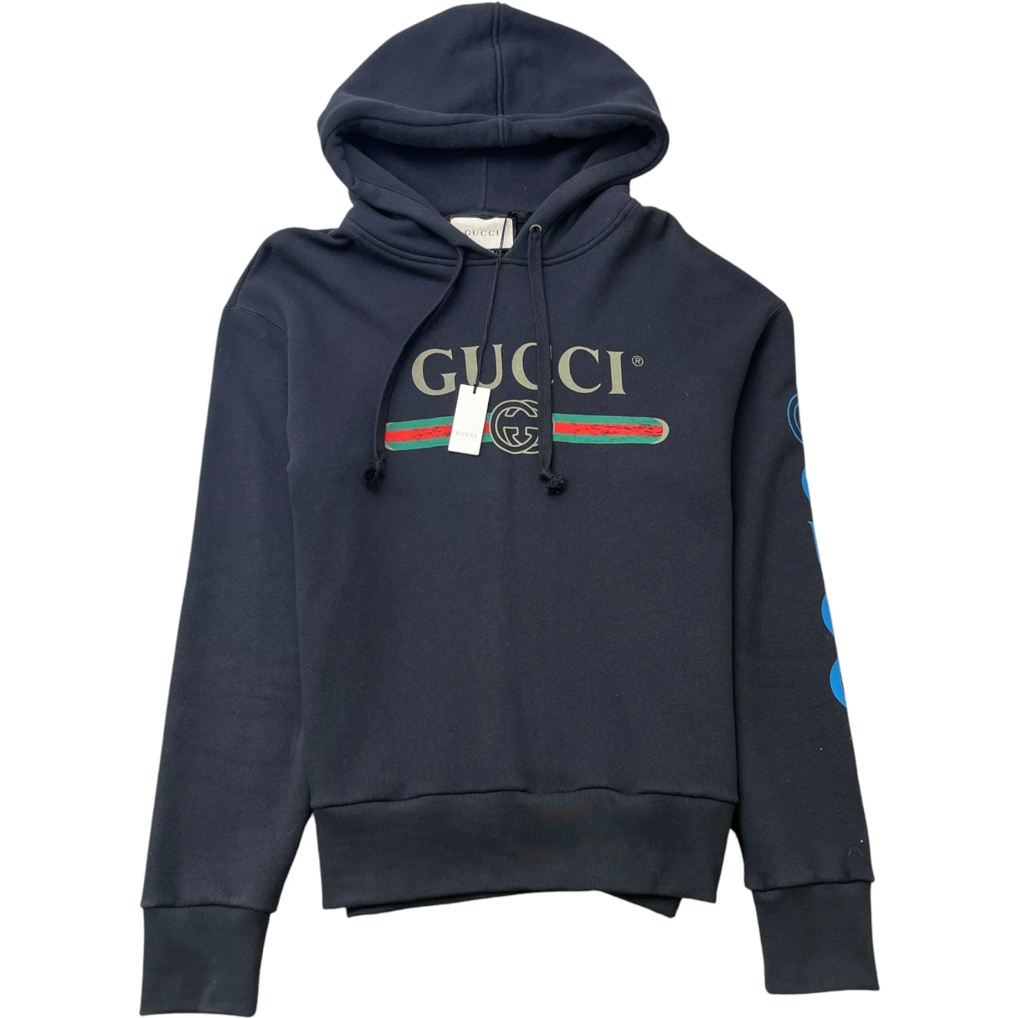 Men's Logo Print Hoodie Black Size S