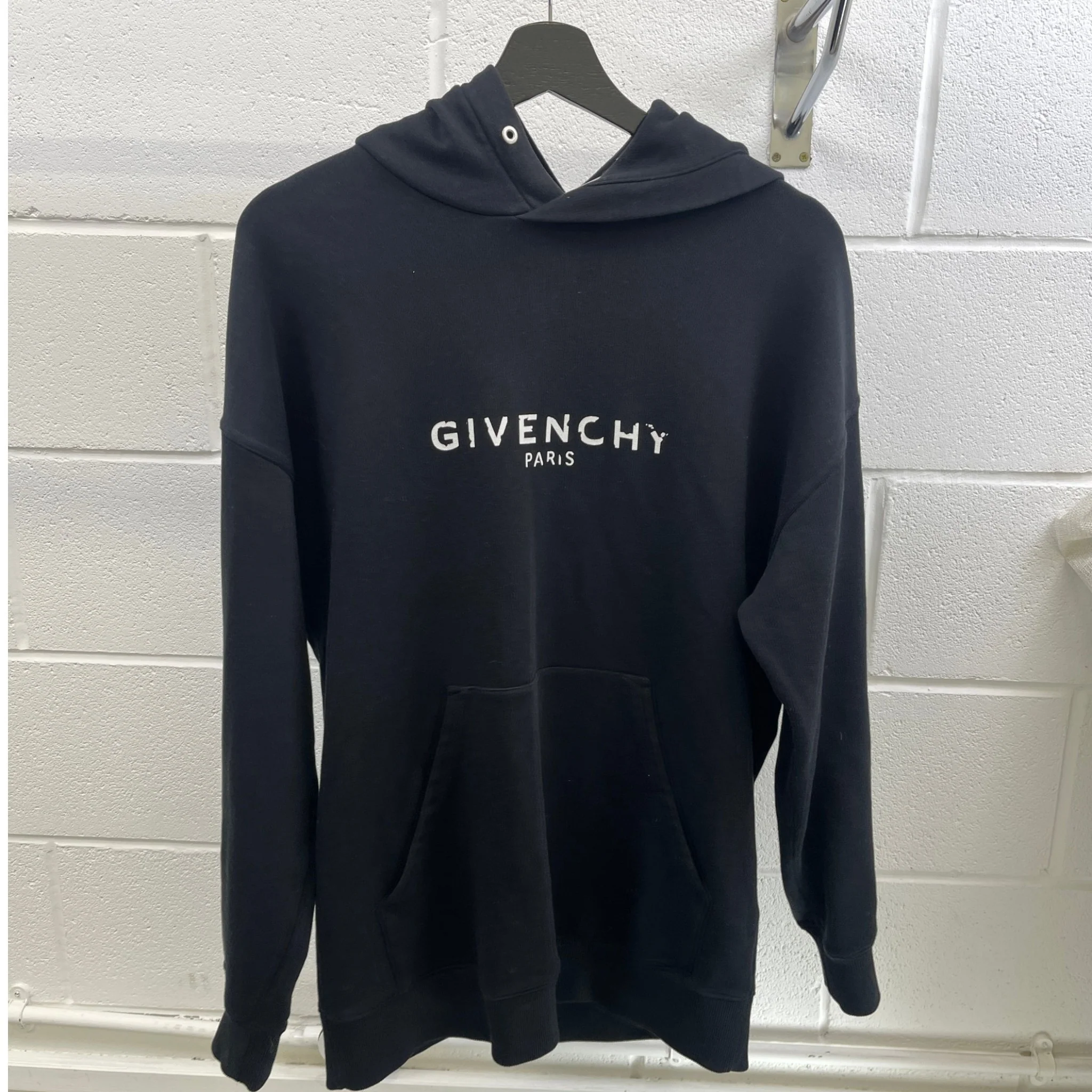 Men's Logo Print Hoodie Black Size S - Image 9