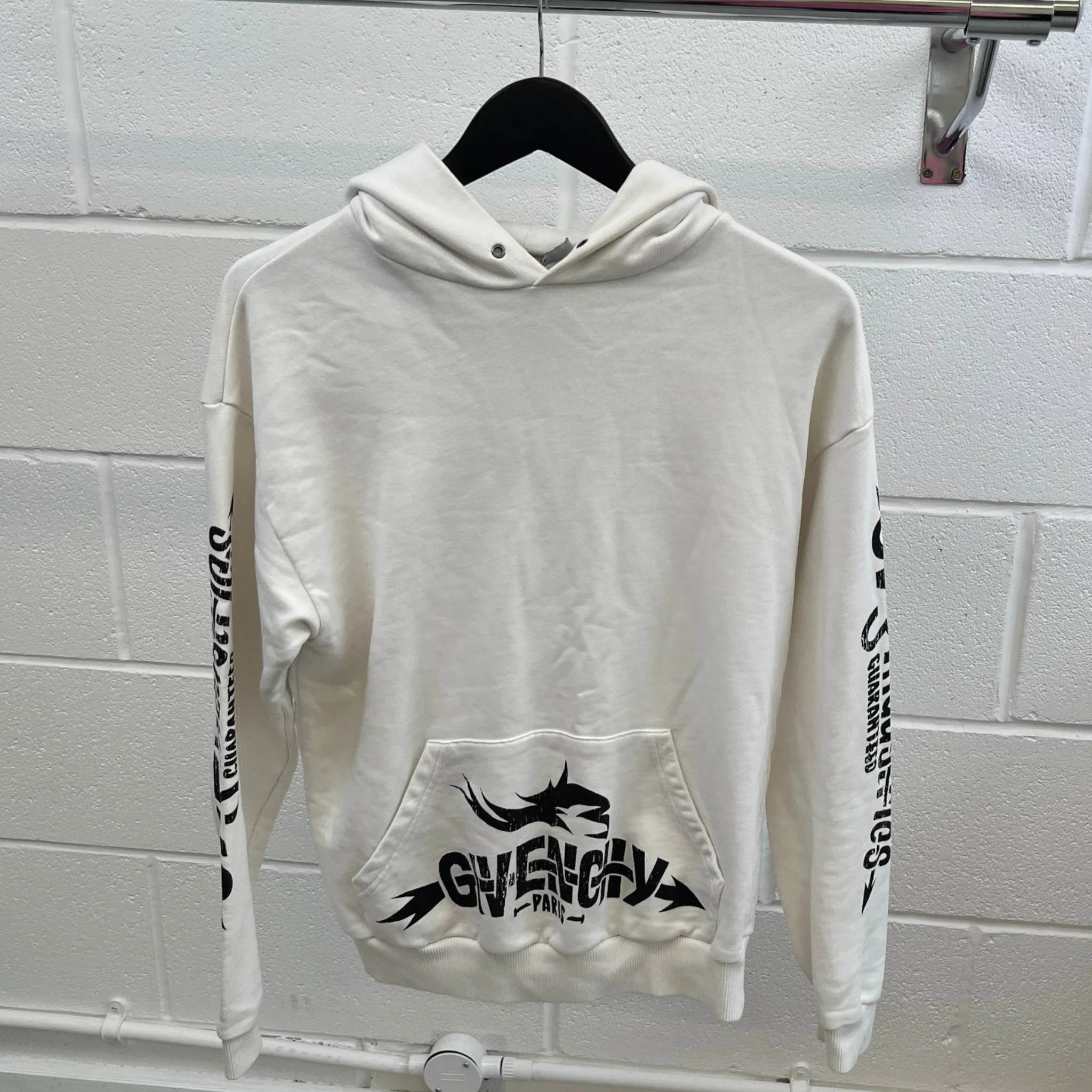 Men's Logo Print Hoodie White Size S - Image 8