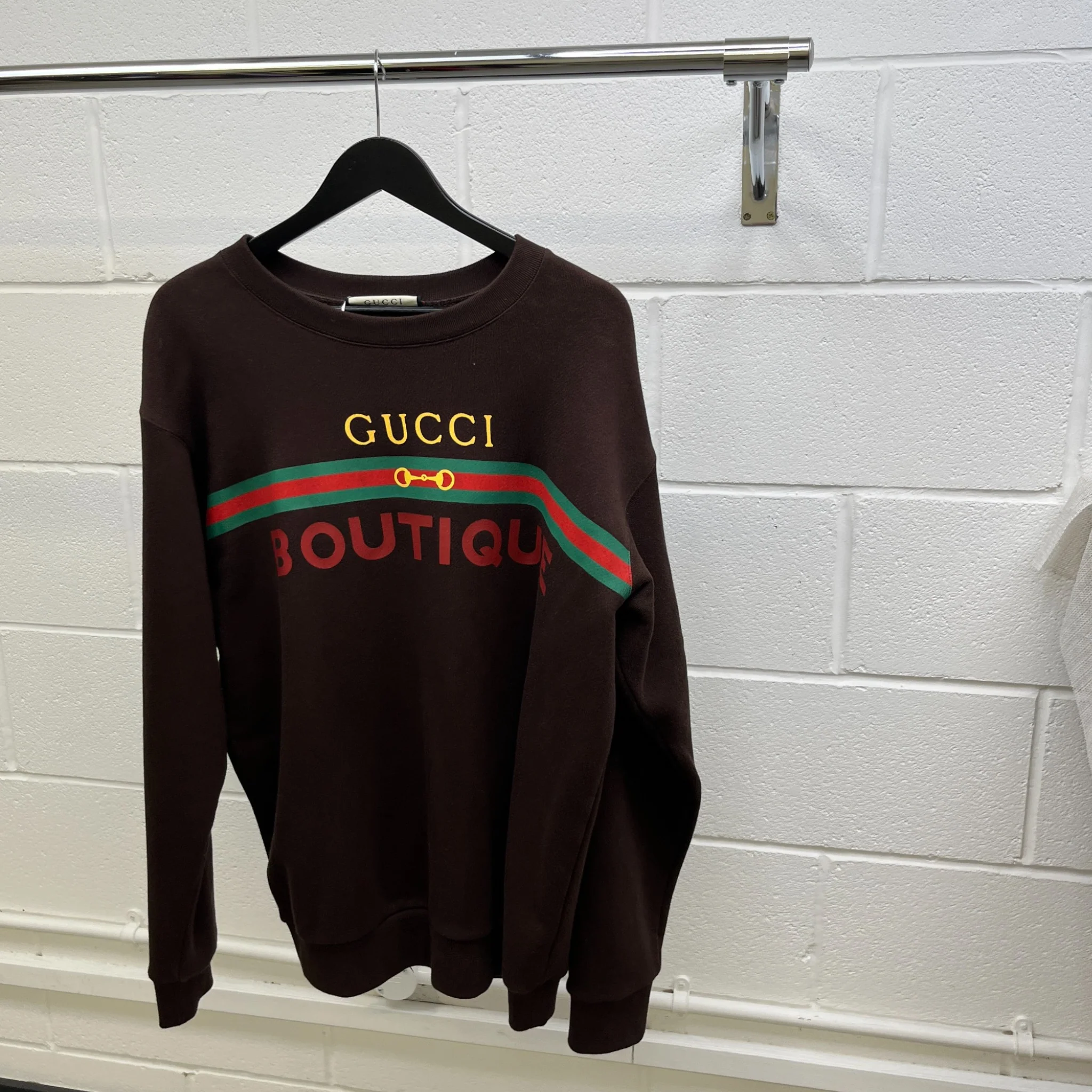 Men's Logo Print Jumper Brown Size M - Image 8