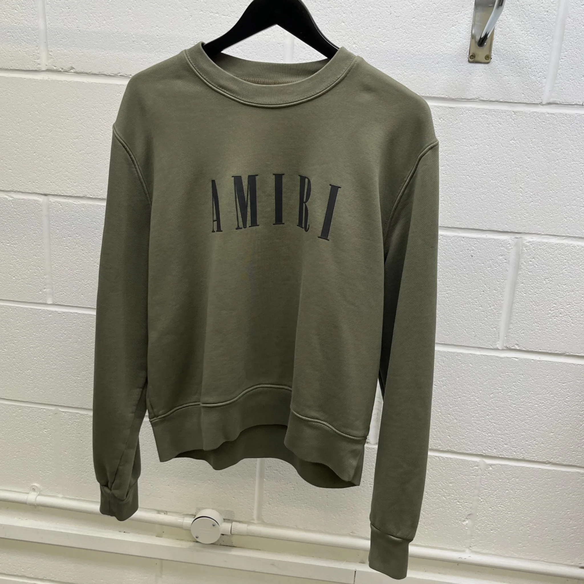 Men's Logo Print Jumper Khaki Size M - Image 8