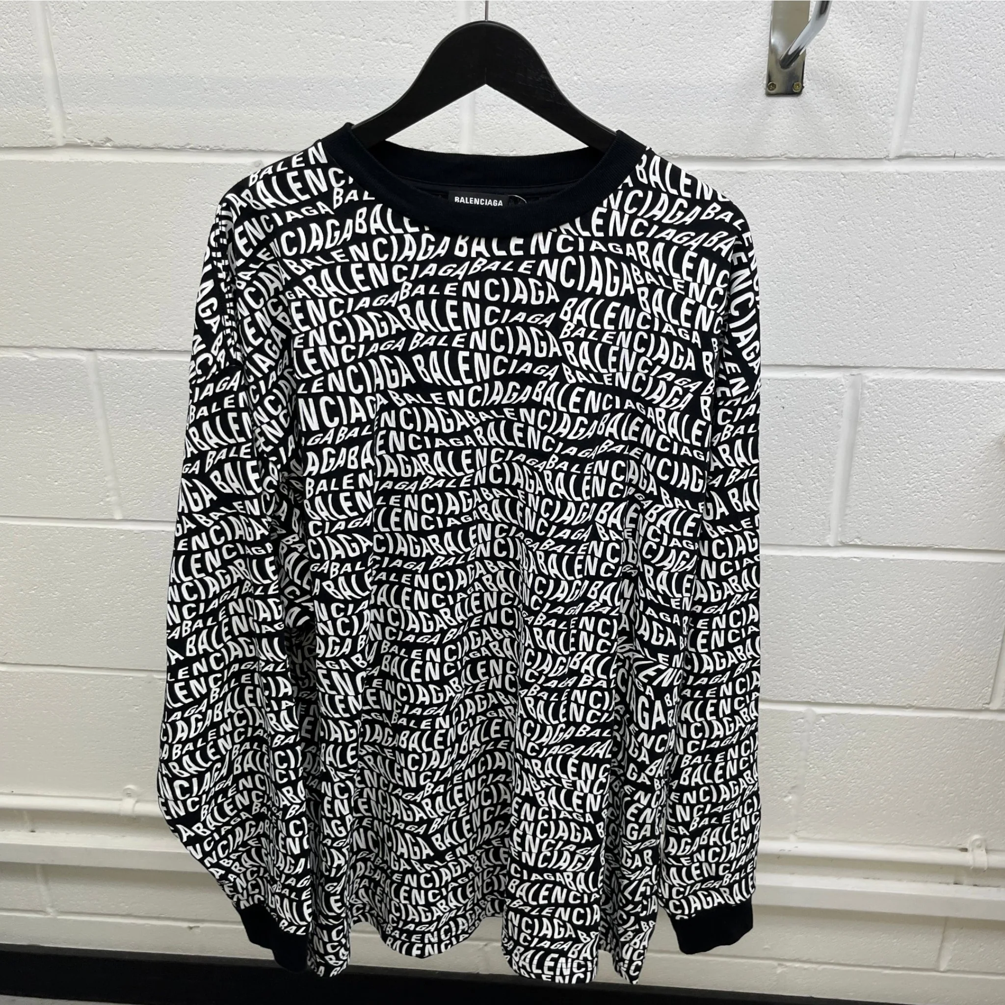 Men's Logo Print Oversized T-Shirt Black Size M - Image 8