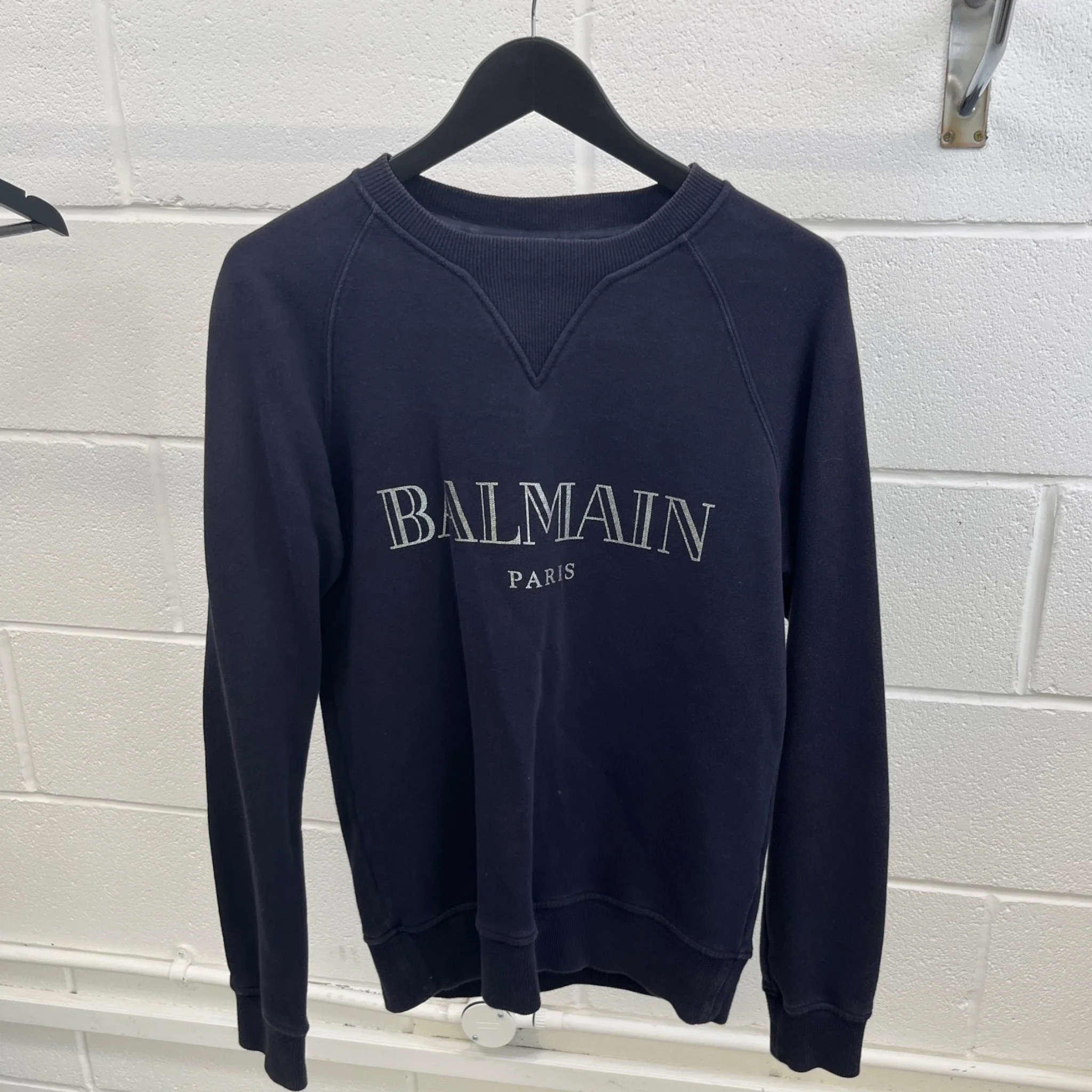 Men's Logo Print Sweatshirt Navy Size XS - Image 8