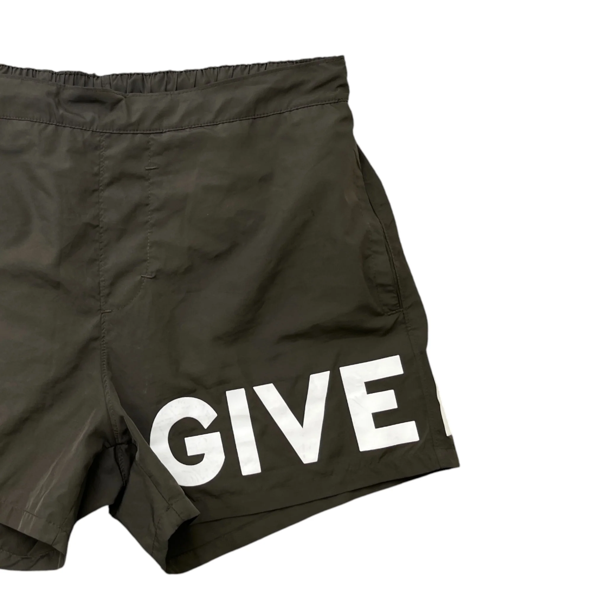 Men's Logo Print Swim Shorts Khaki Size S - Image 3