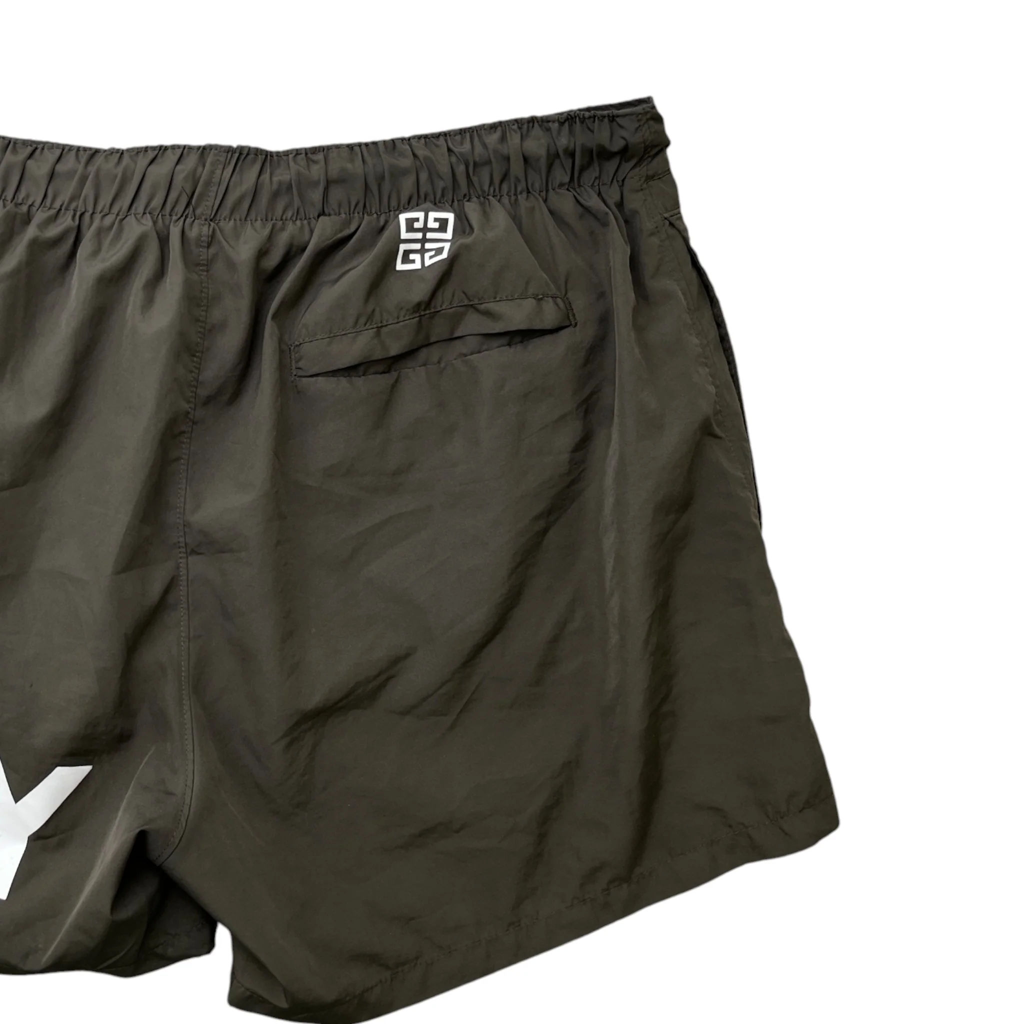 Men's Logo Print Swim Shorts Khaki Size S - Image 4