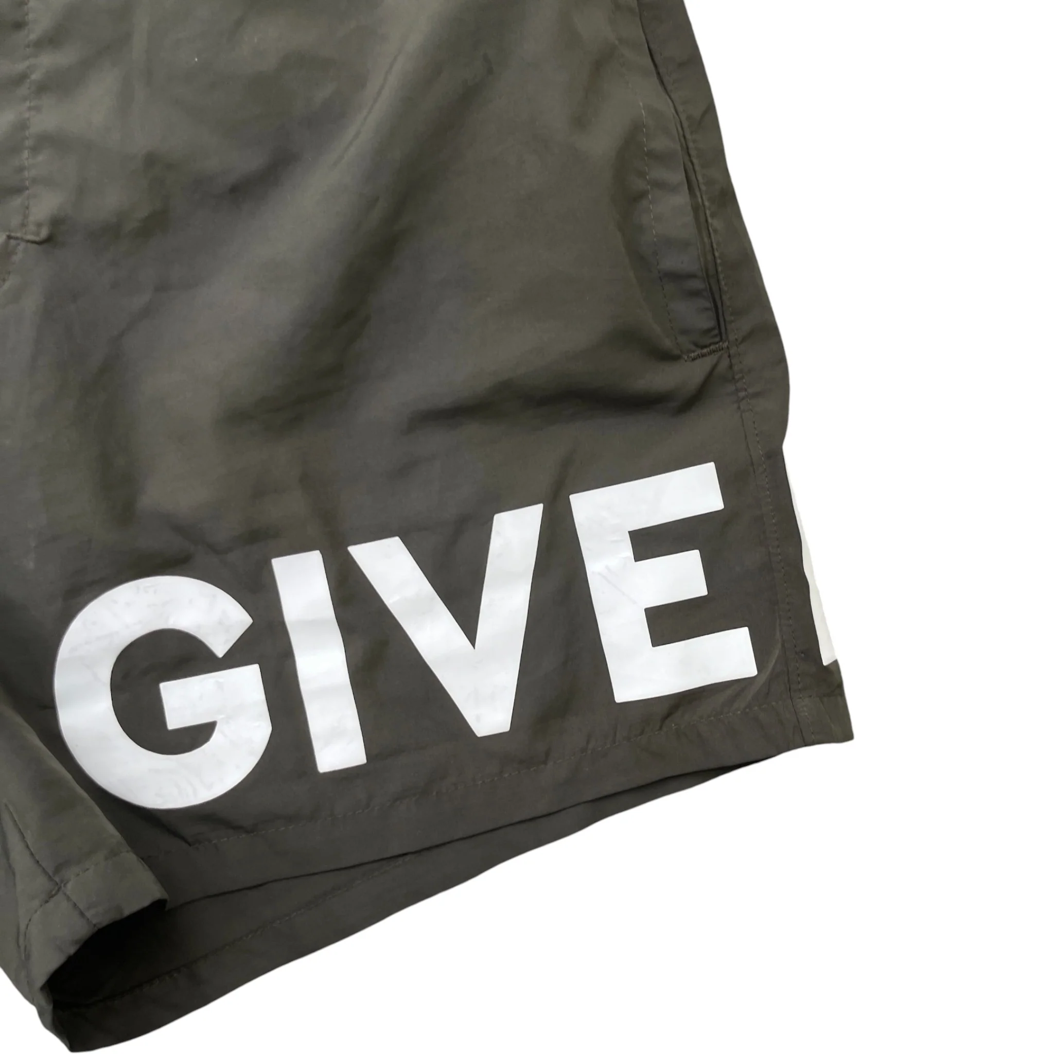 Men's Logo Print Swim Shorts Khaki Size S - Image 7