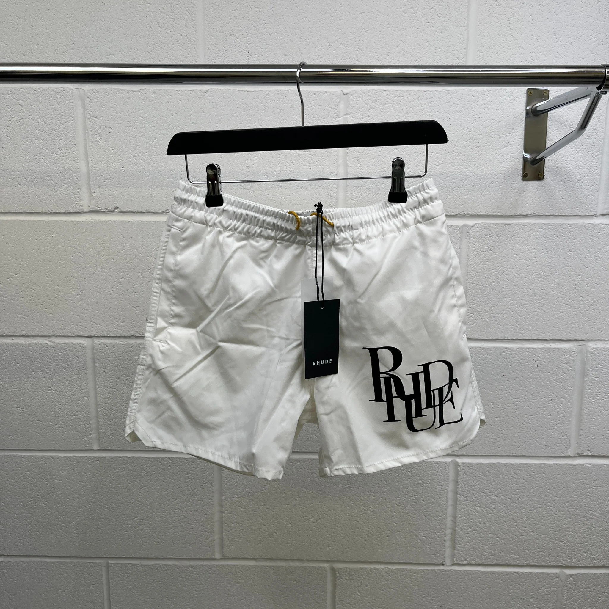 Men's Logo Print Swim Shorts White Size S - Image 10