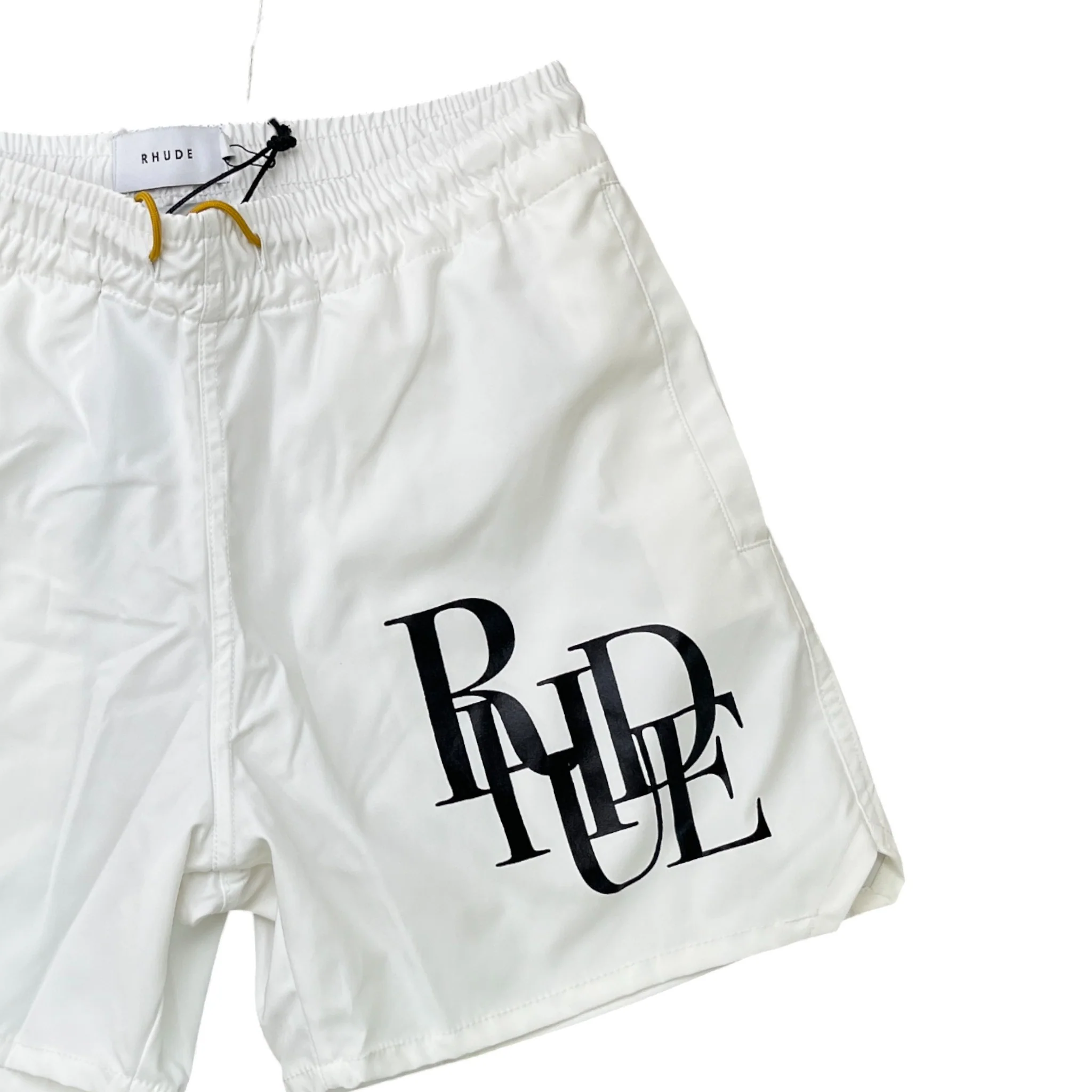 Men's Logo Print Swim Shorts White Size S - Image 3