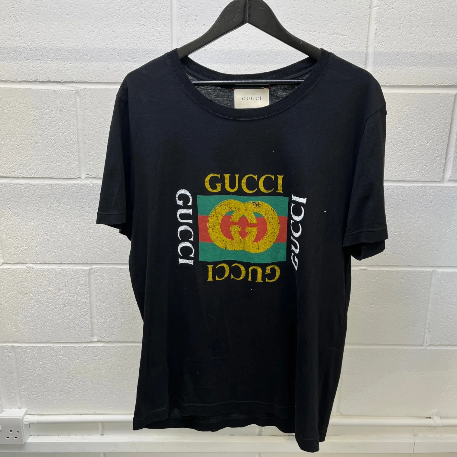 Men's Logo Print T-Shirt Black Size L - Image 9