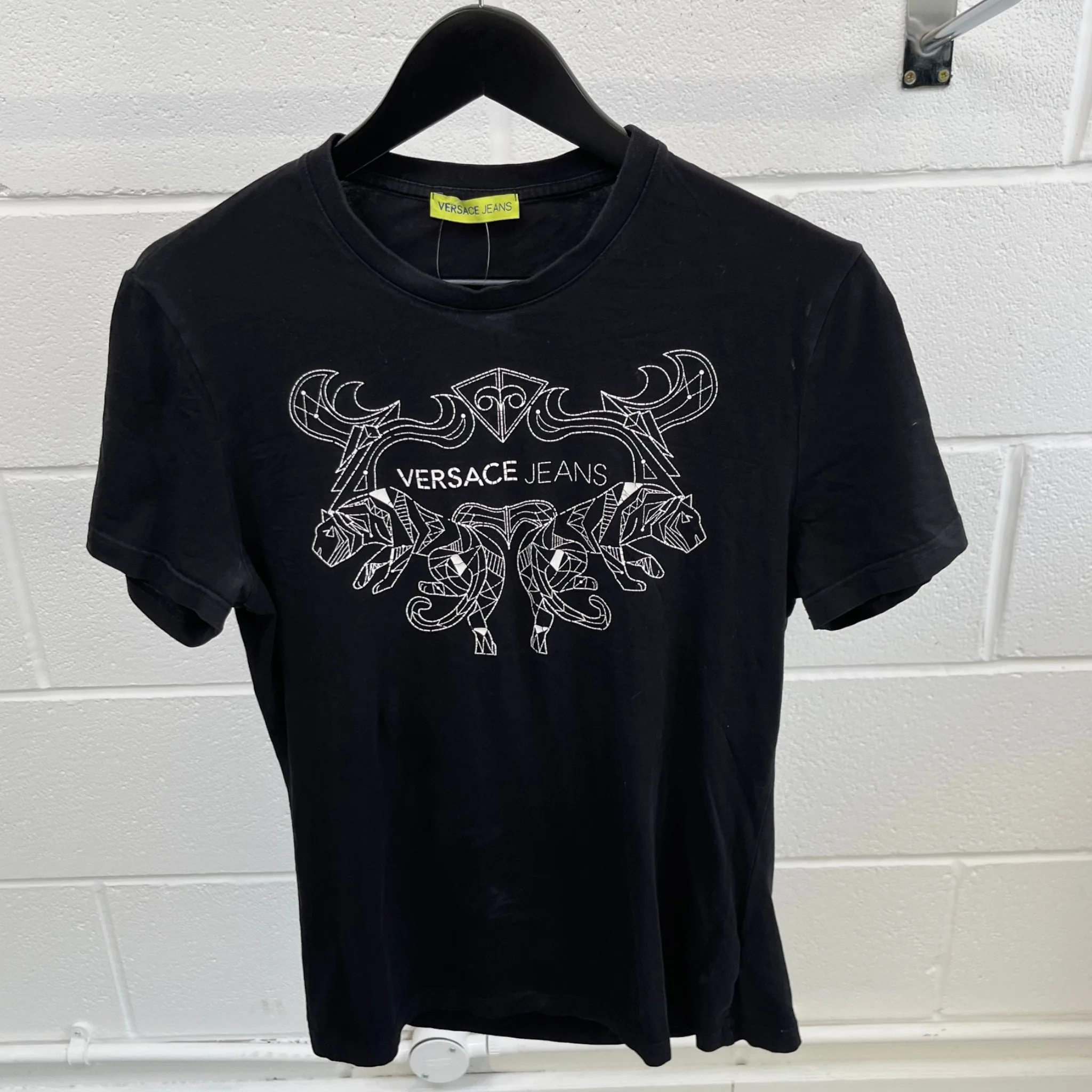 Men's Logo Print T-Shirt Black Size M - Image 8