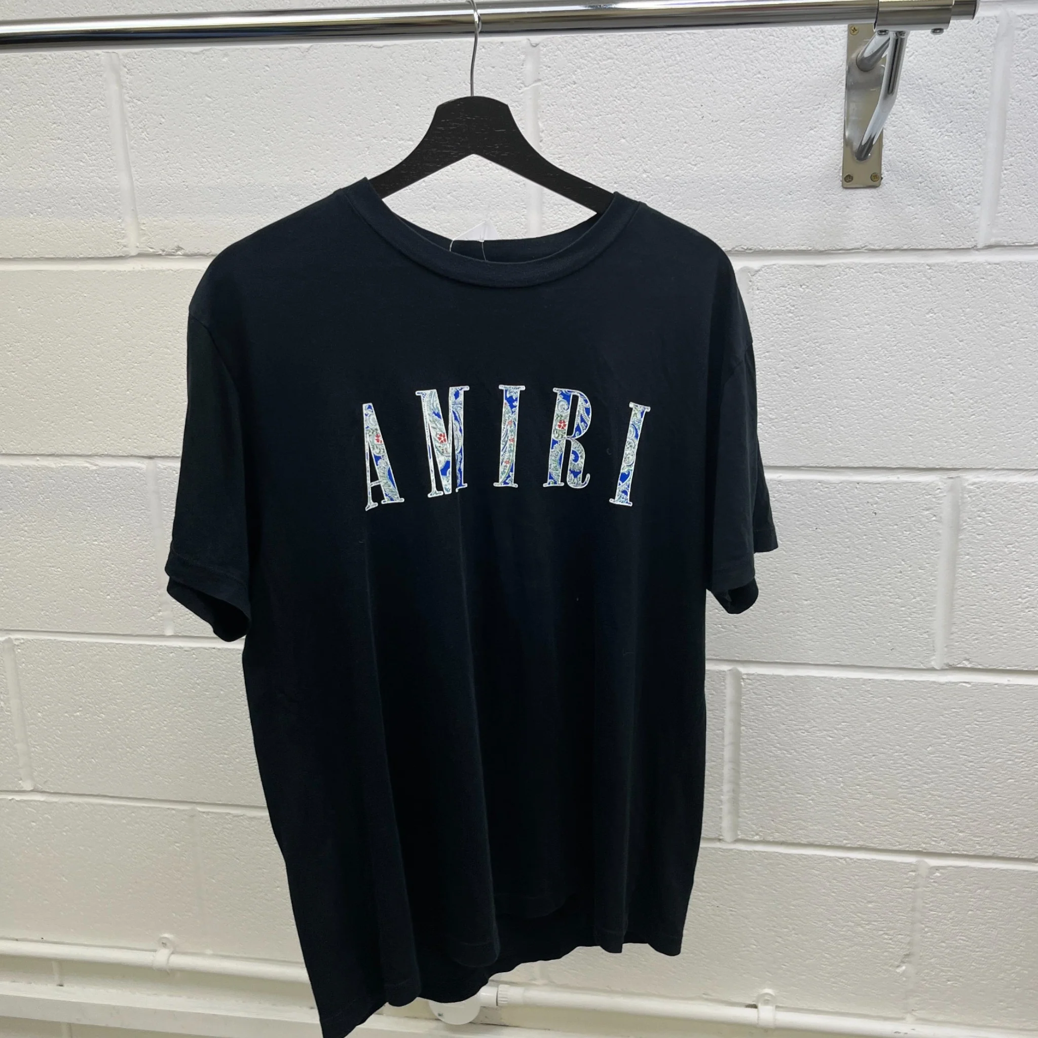 Men's Logo Print T-Shirt Black Size S - Image 9