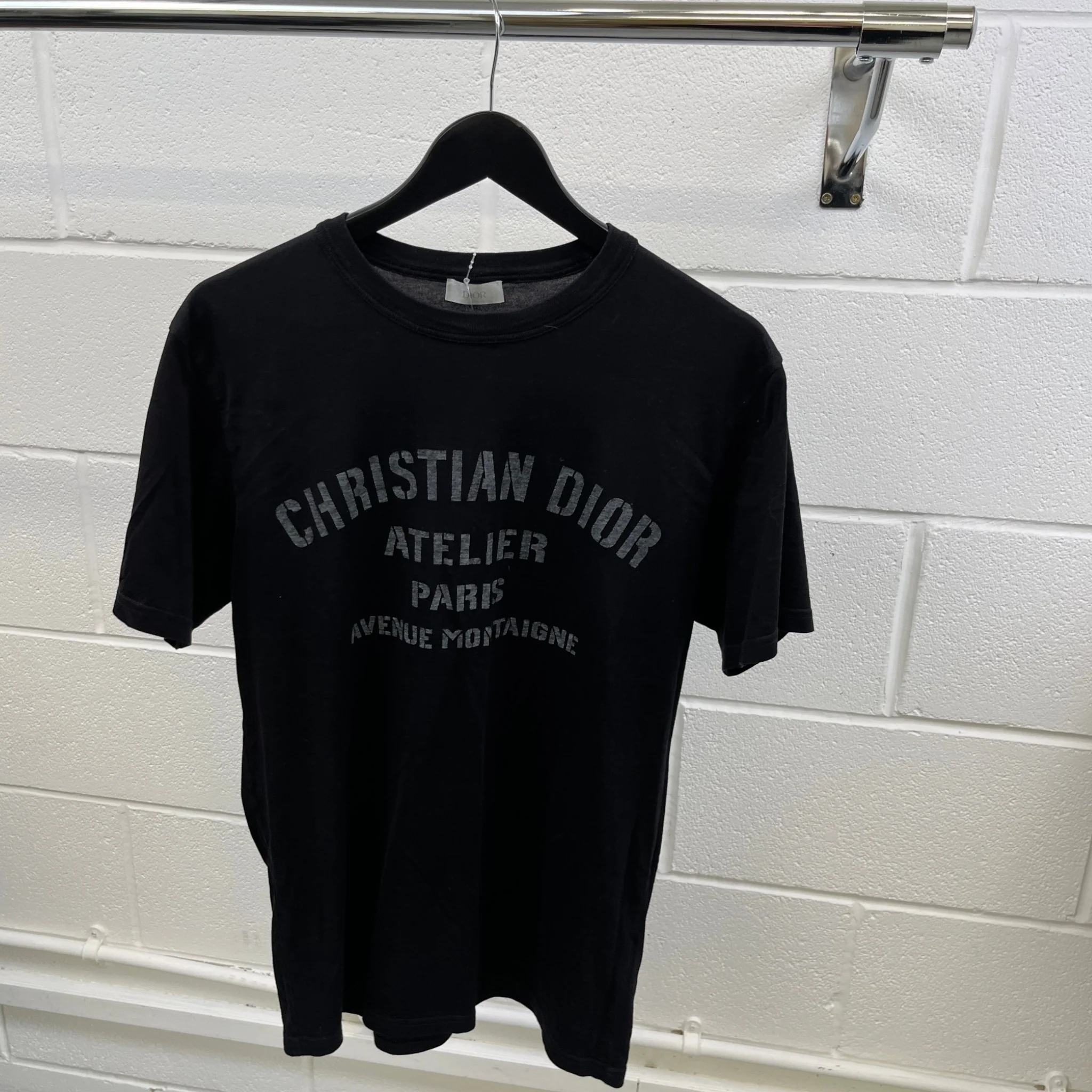 Men's Logo Print T-Shirt Black Size S - Image 9
