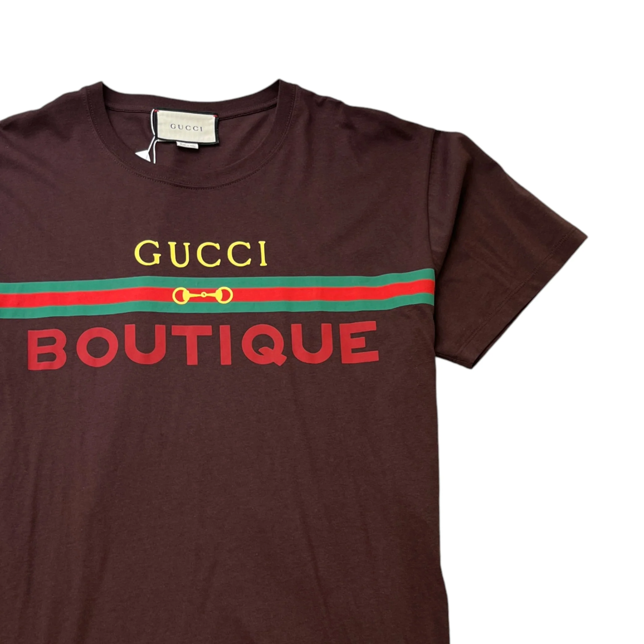 Men's Logo Print T-Shirt Brown Size M - Image 3