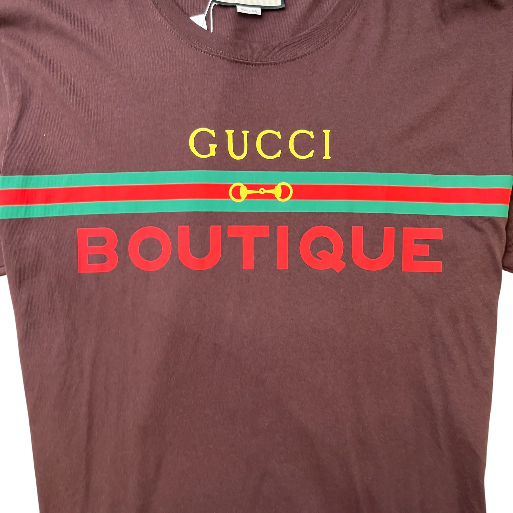 Men's Logo Print T-Shirt Brown Size M - Image 5