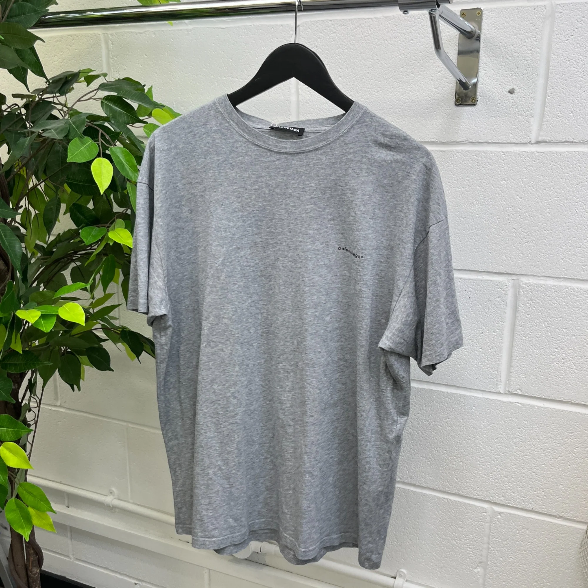 Men's Logo Print T-Shirt Grey Size M - Image 9