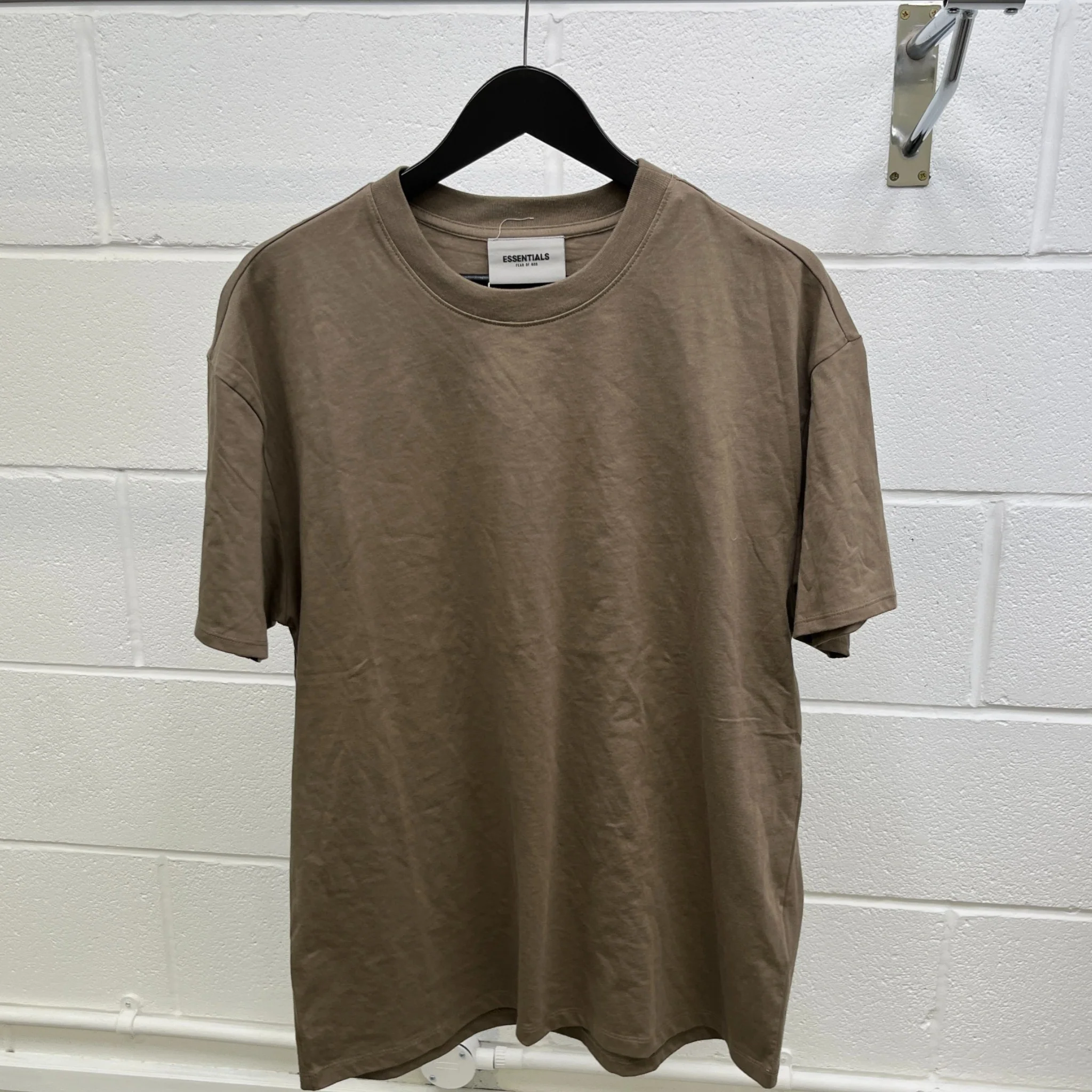 Men's Logo Print T-Shirt Khaki Size S - Image 9