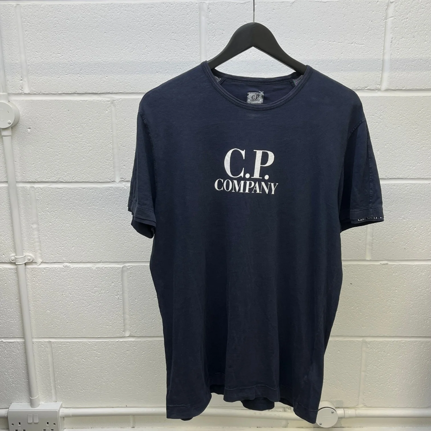 Men's Logo Print T-Shirt Navy Size L - Image 9