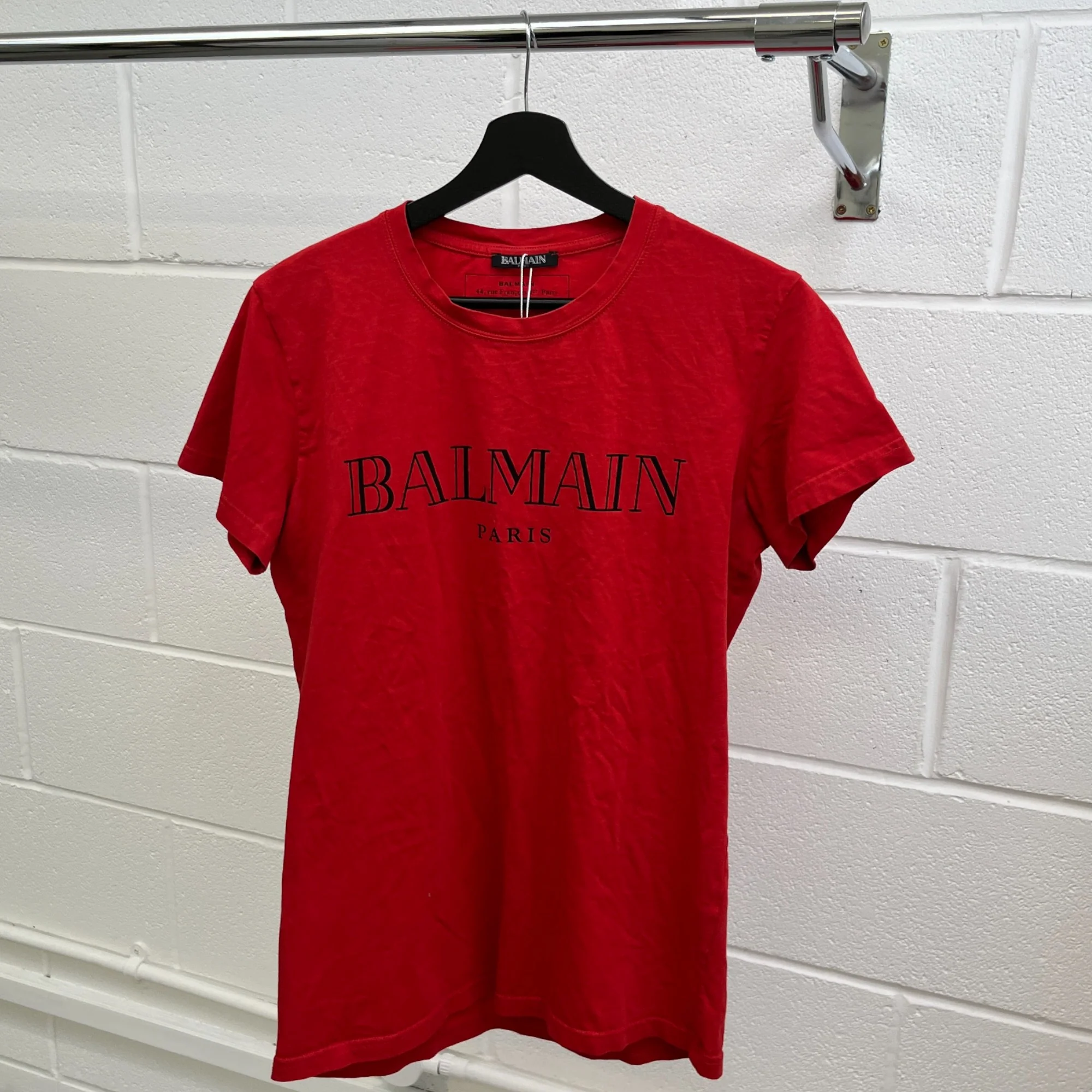 Men's Logo Print T-Shirt Red Size M - Image 8