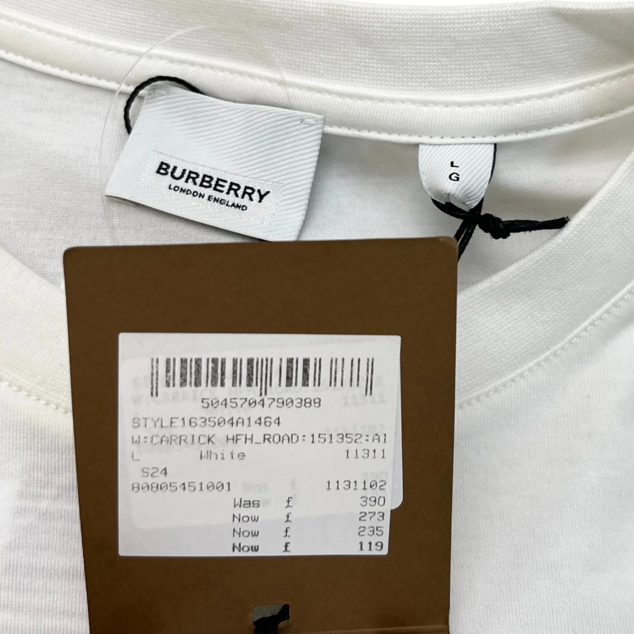 Men's Logo Print T-Shirt White Size L - Image 8