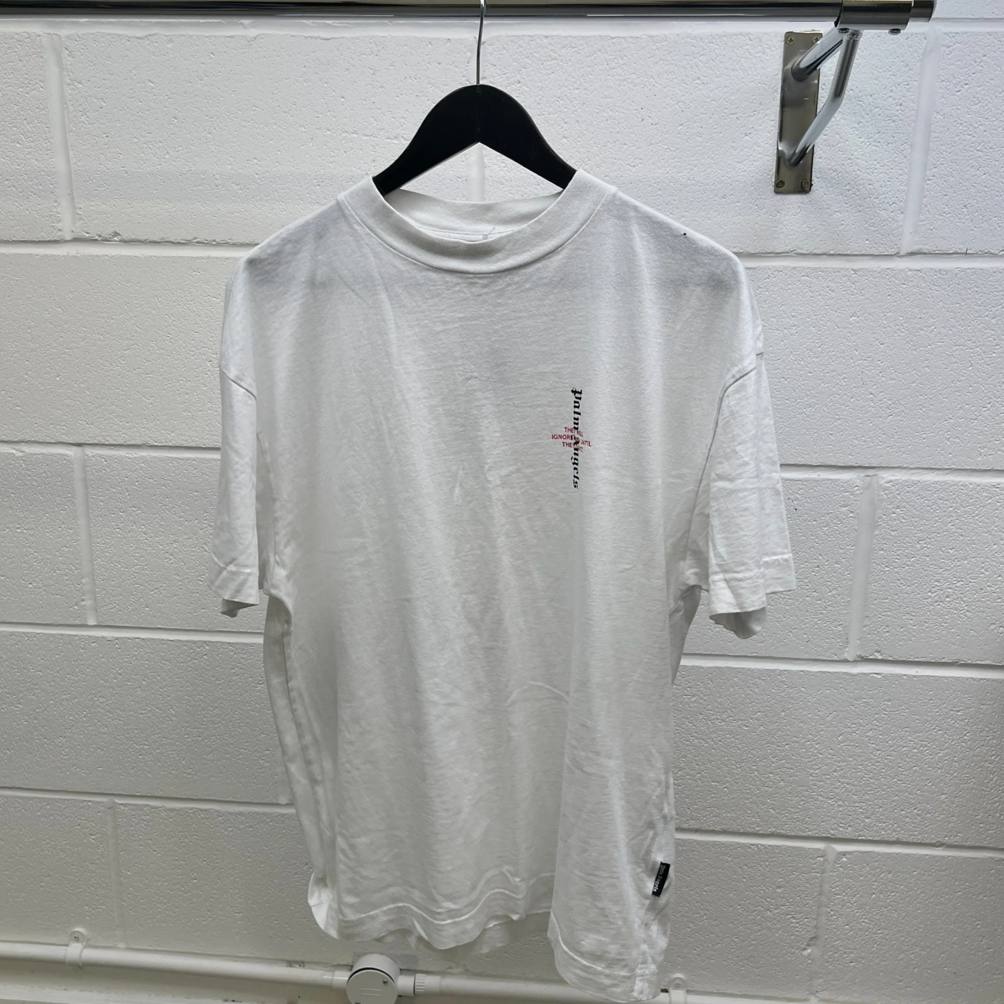 Men's Logo Print T-Shirt White Size M - Image 8