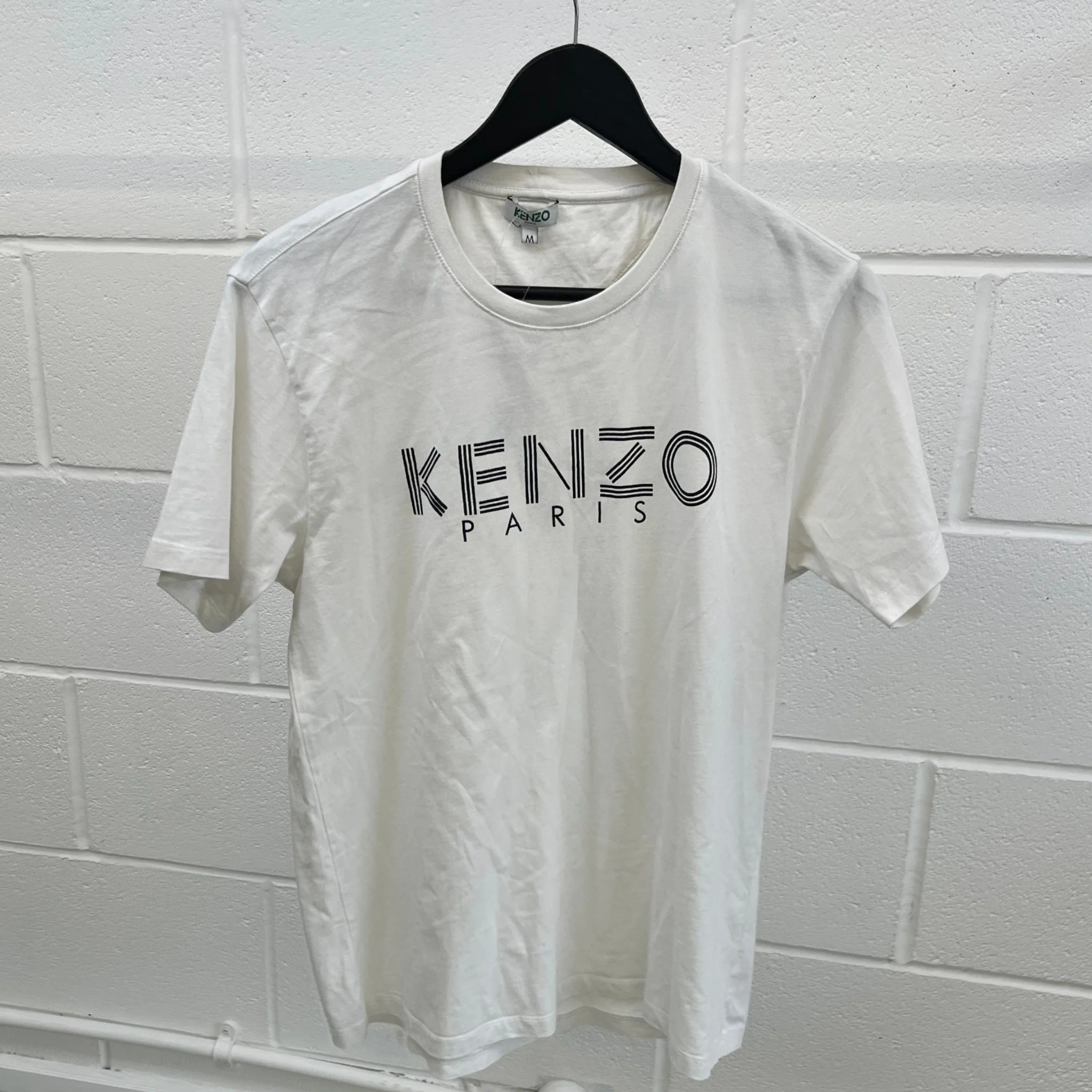 Men's Logo Print T-Shirt White Size M - Image 8