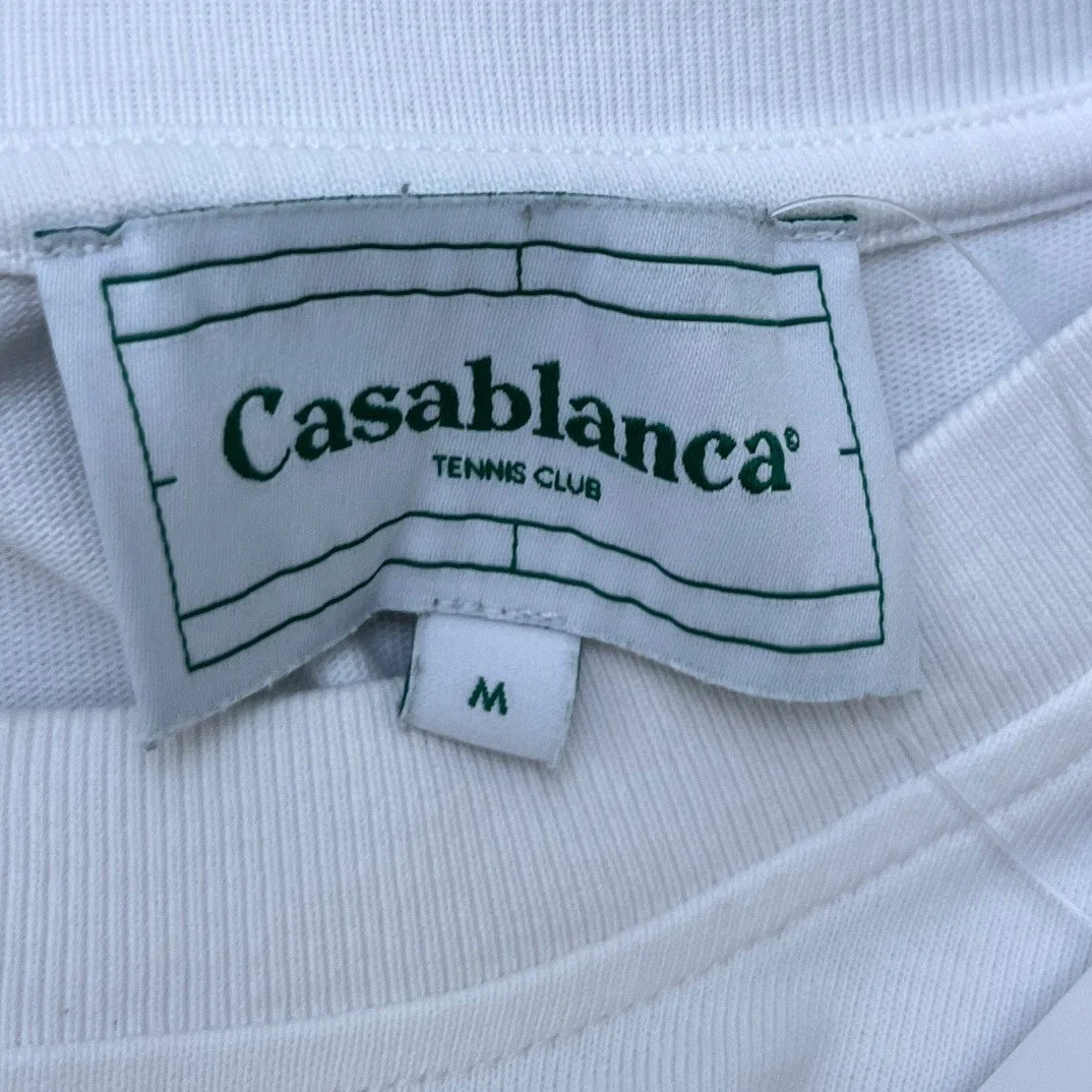 Men's Logo Print T-Shirt White Size M - Image 7