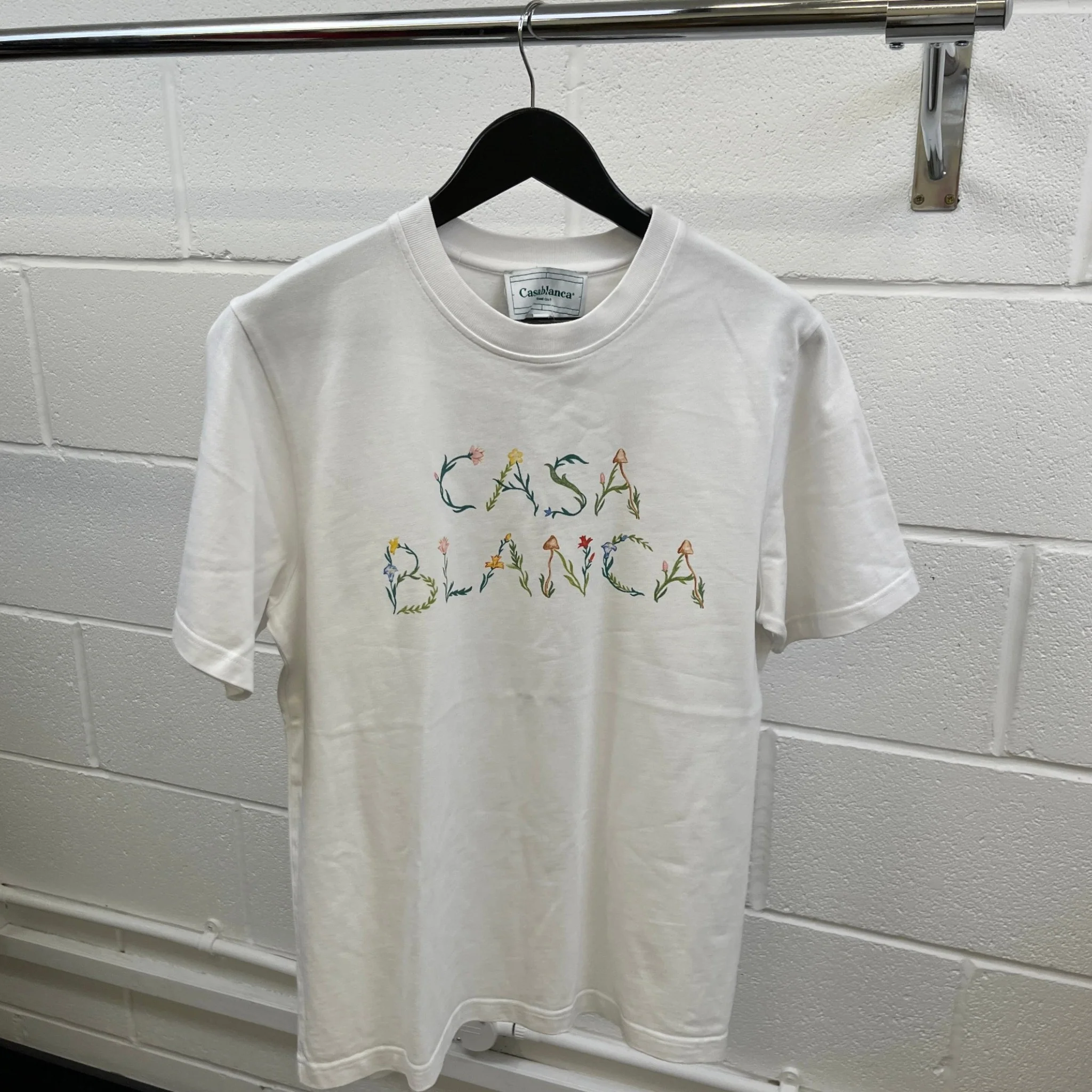 Men's Logo Print T-Shirt White Size M - Image 8