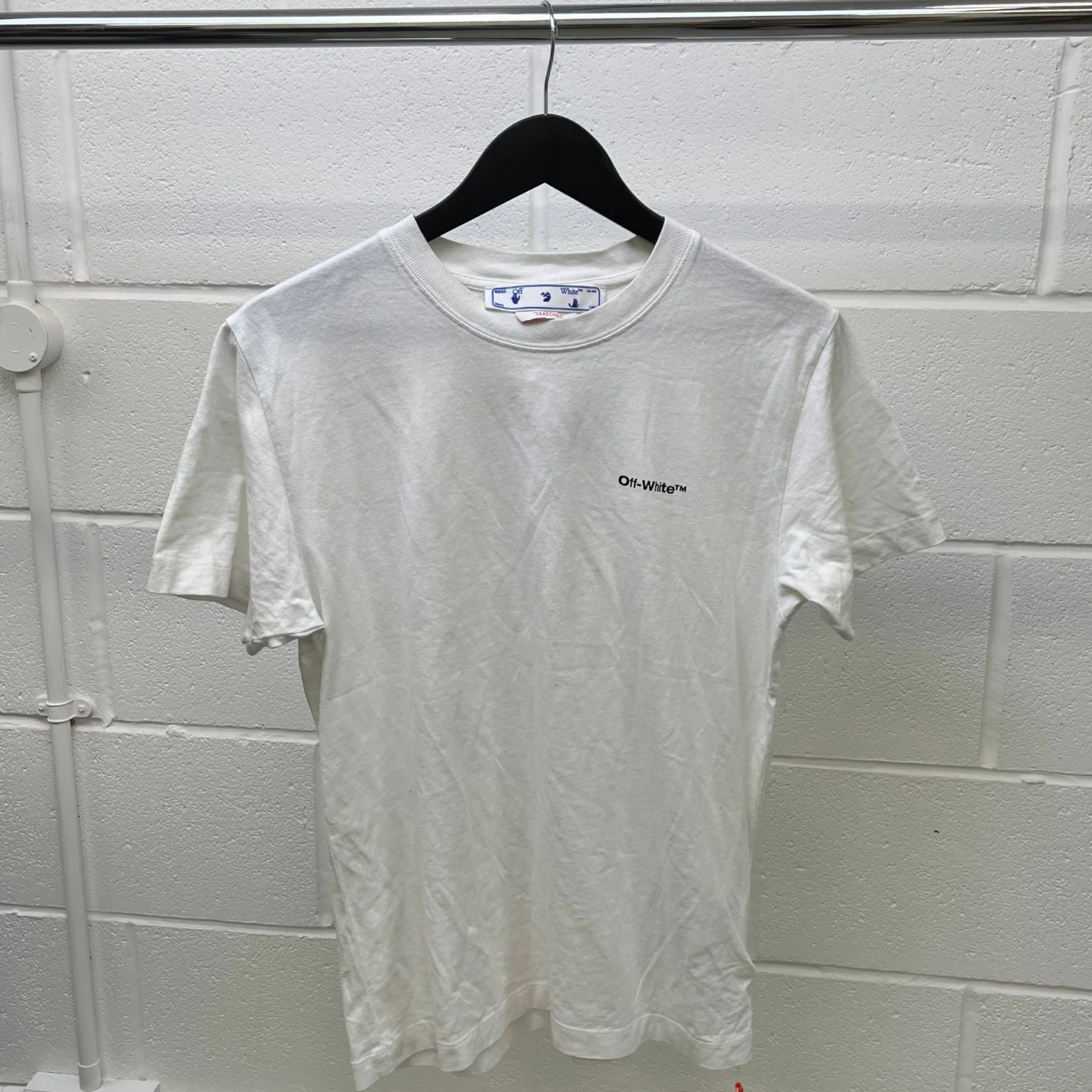 Men's Logo Print T-Shirt White Size S - Image 9