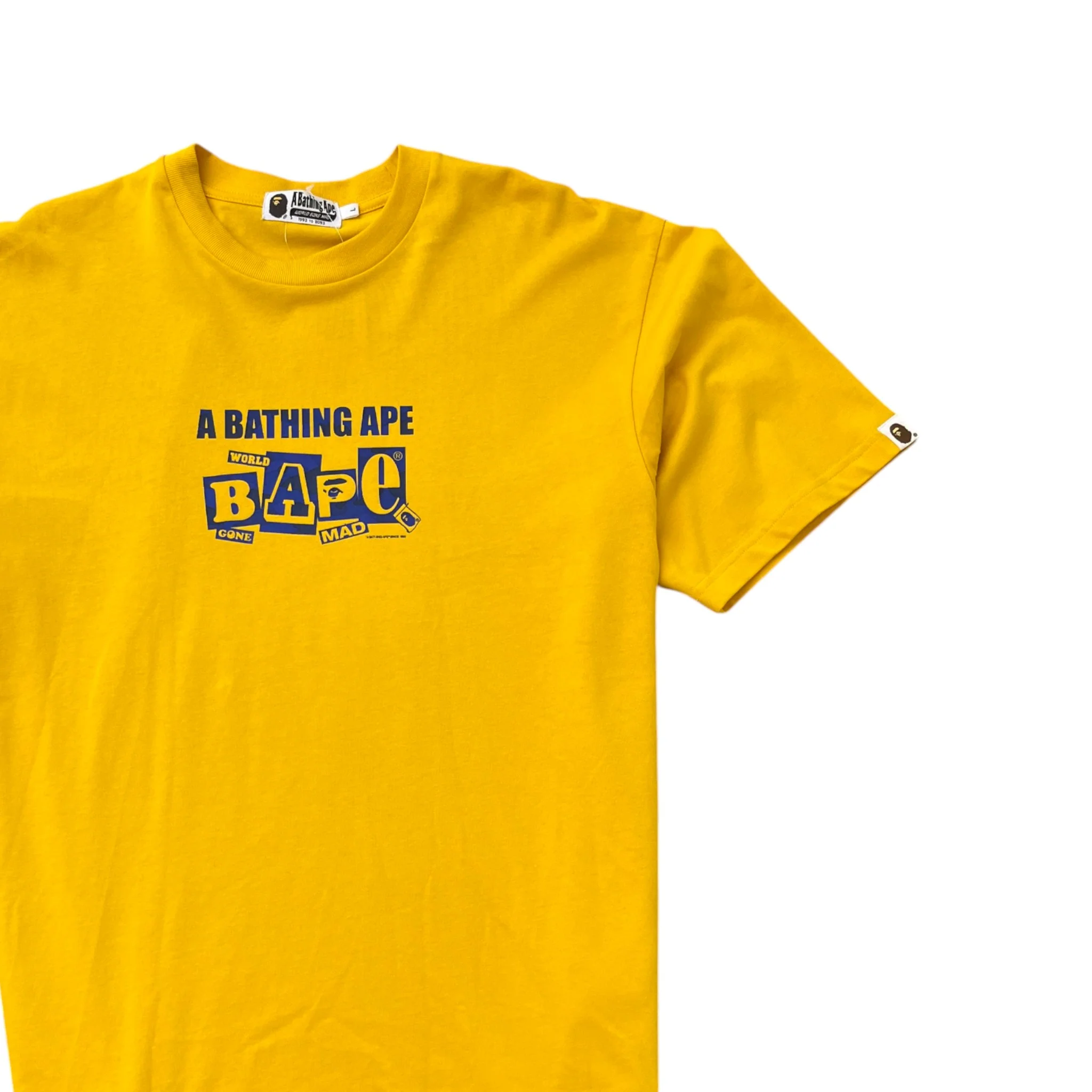 Men's Logo Print T-Shirt Yellow Size L - Image 3