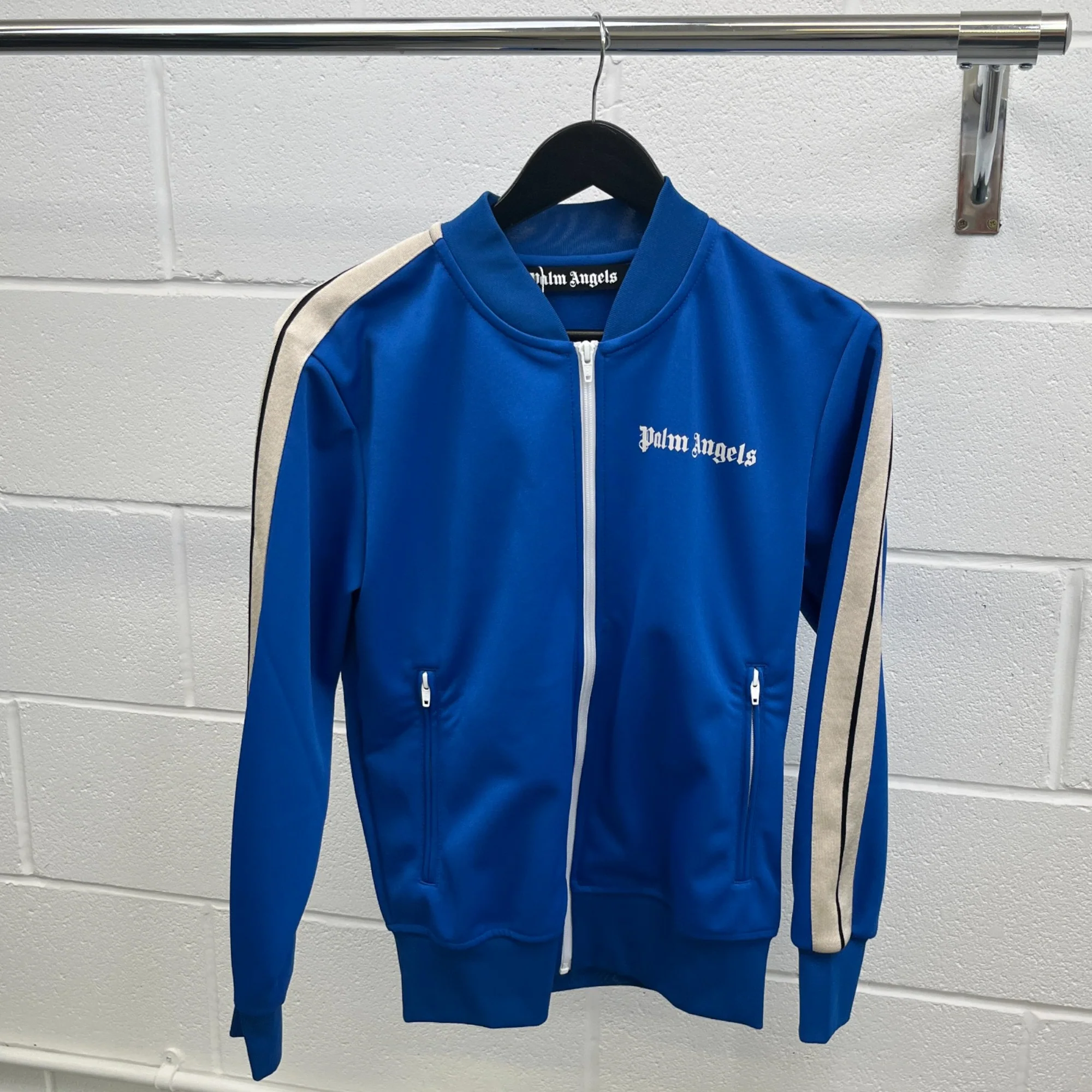Men's Logo Print Track Jacket Blue Size S - Image 8