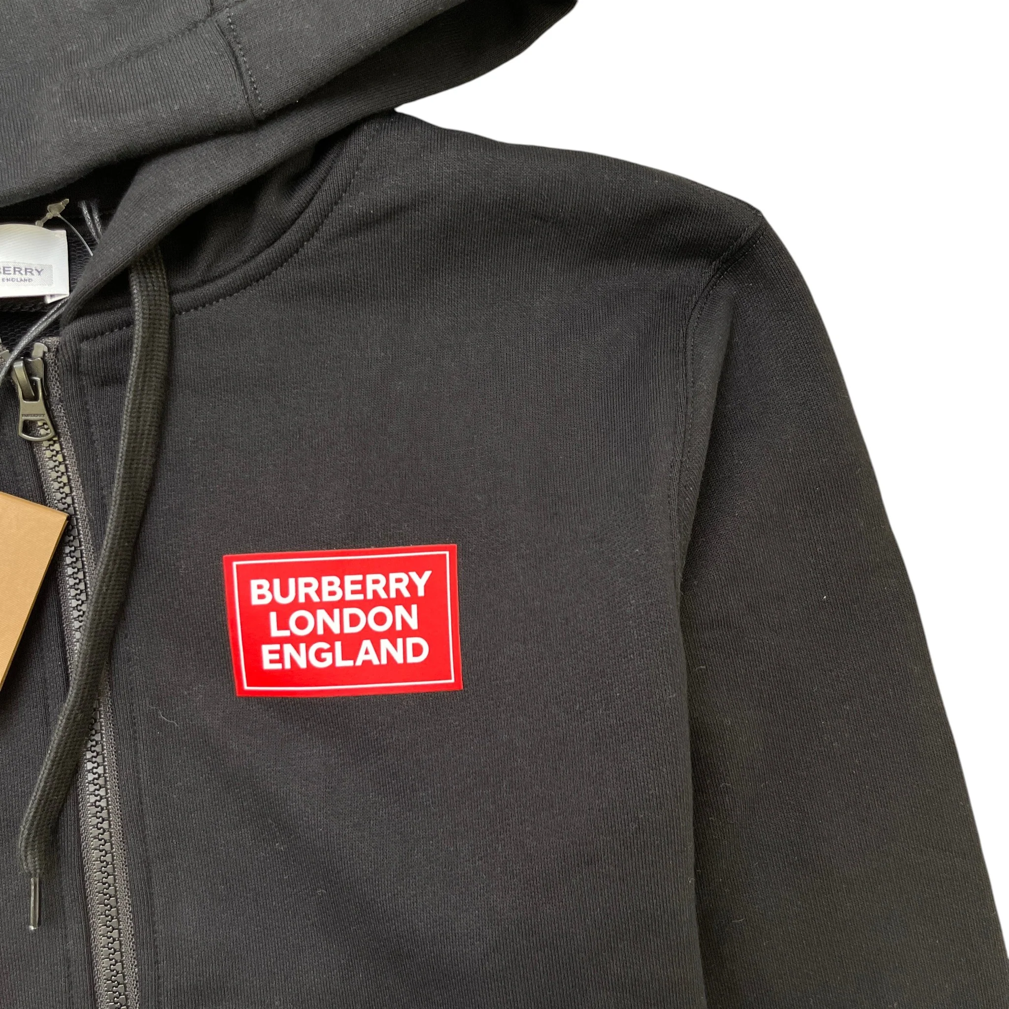 Men's Logo Print Zip Up Hoodie Black Size S - Image 3