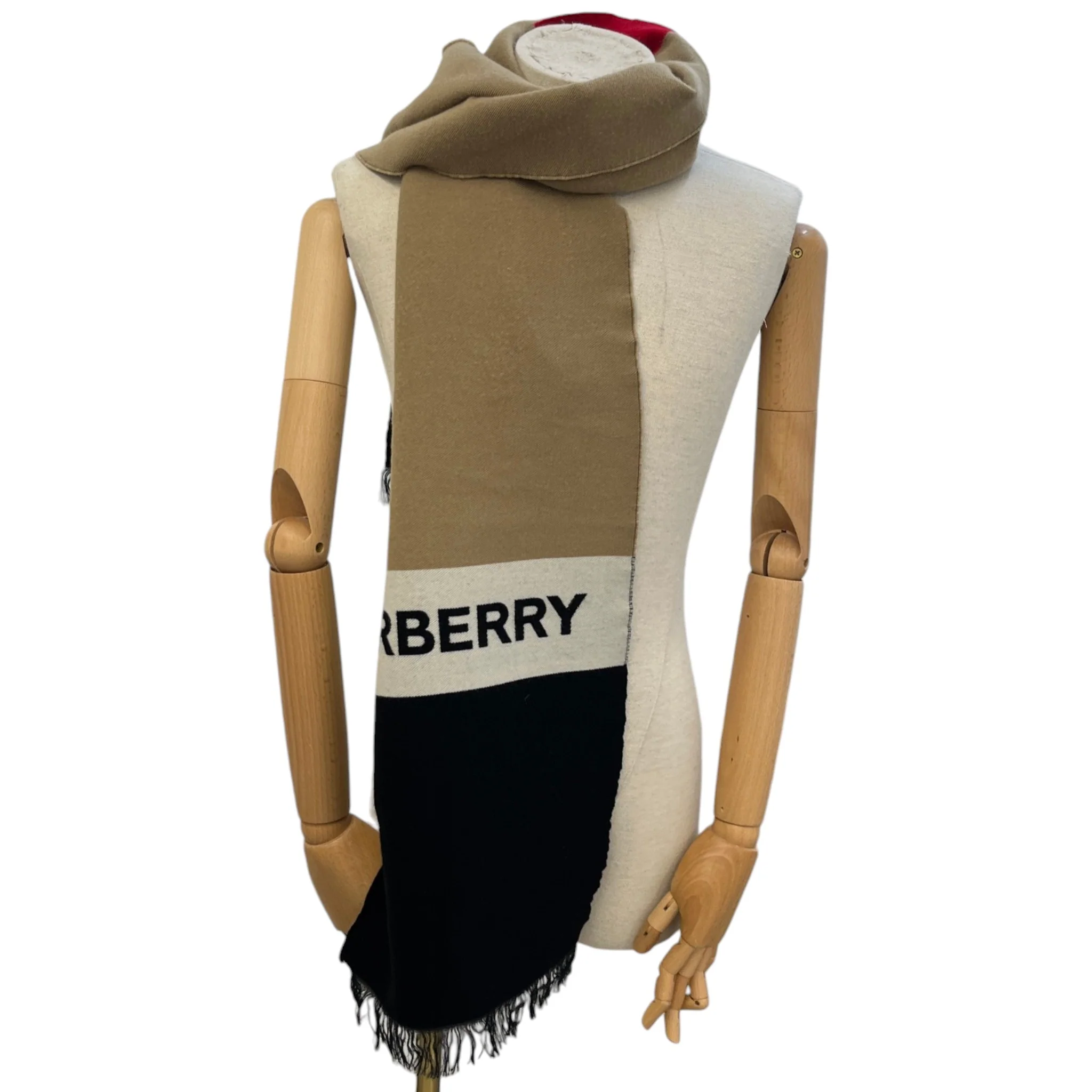 Men's Logo Wool Scarf Beige - Image 2