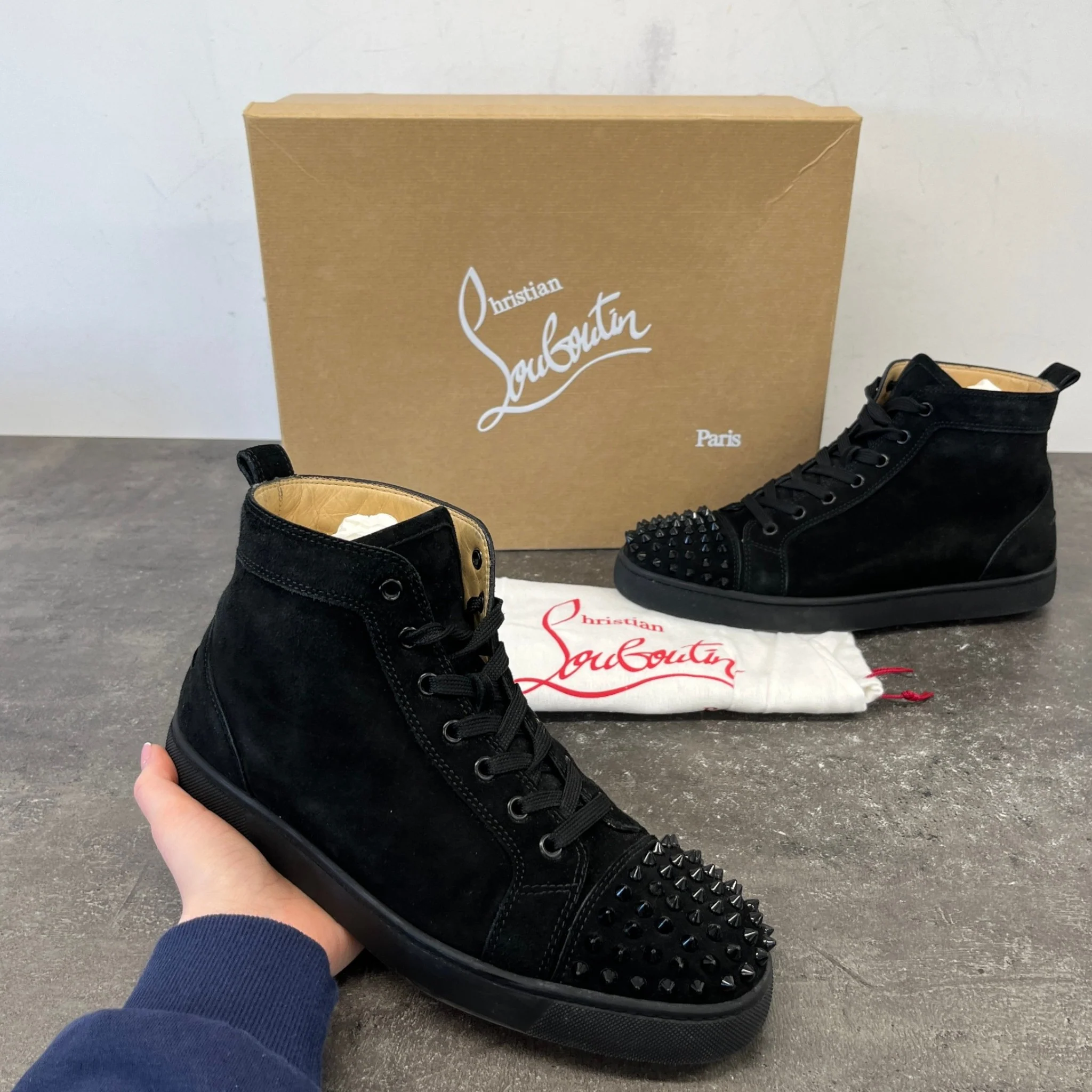 Men's Louis Spikes Flat High Trainers Black Size EU 42 / UK 8 - Image 13