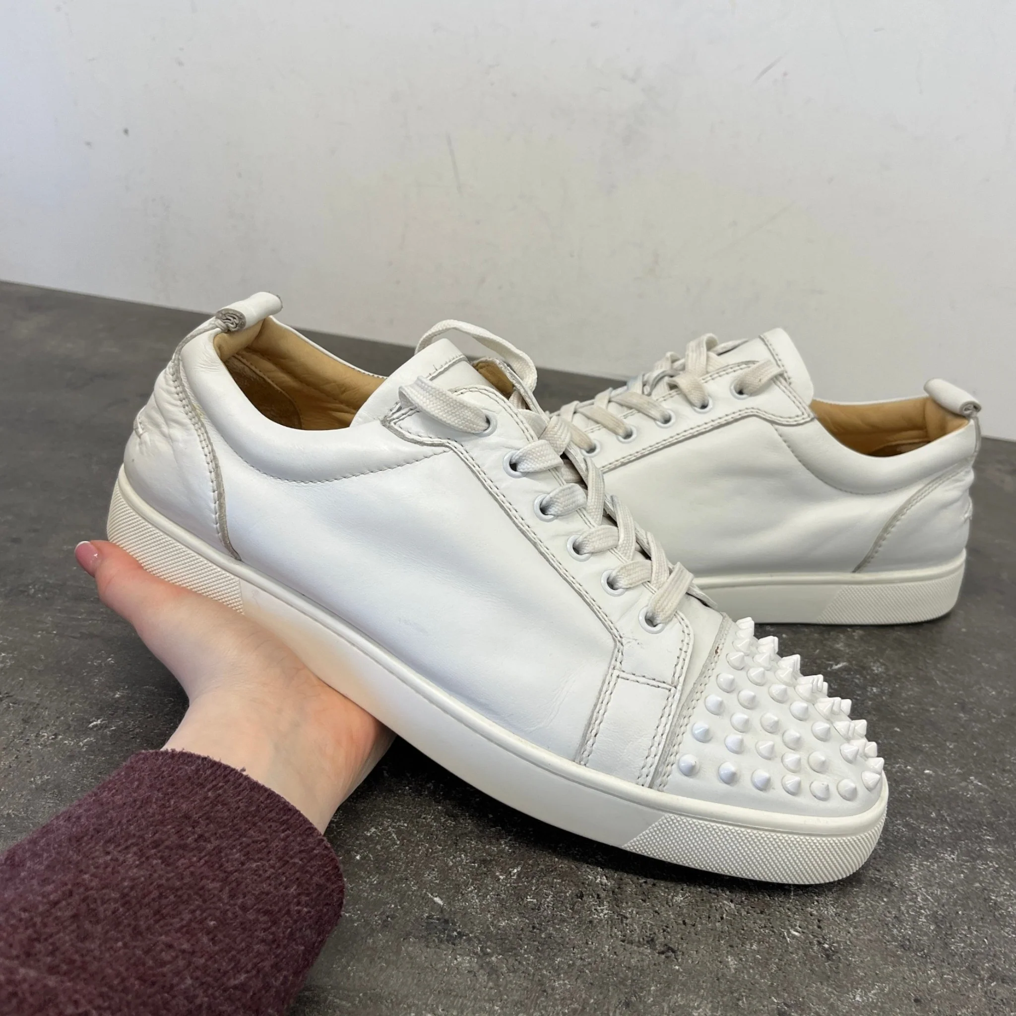 Men's Louis Spikes Flat Low Trainers White Size EU 45 / UK 11 - Image 12