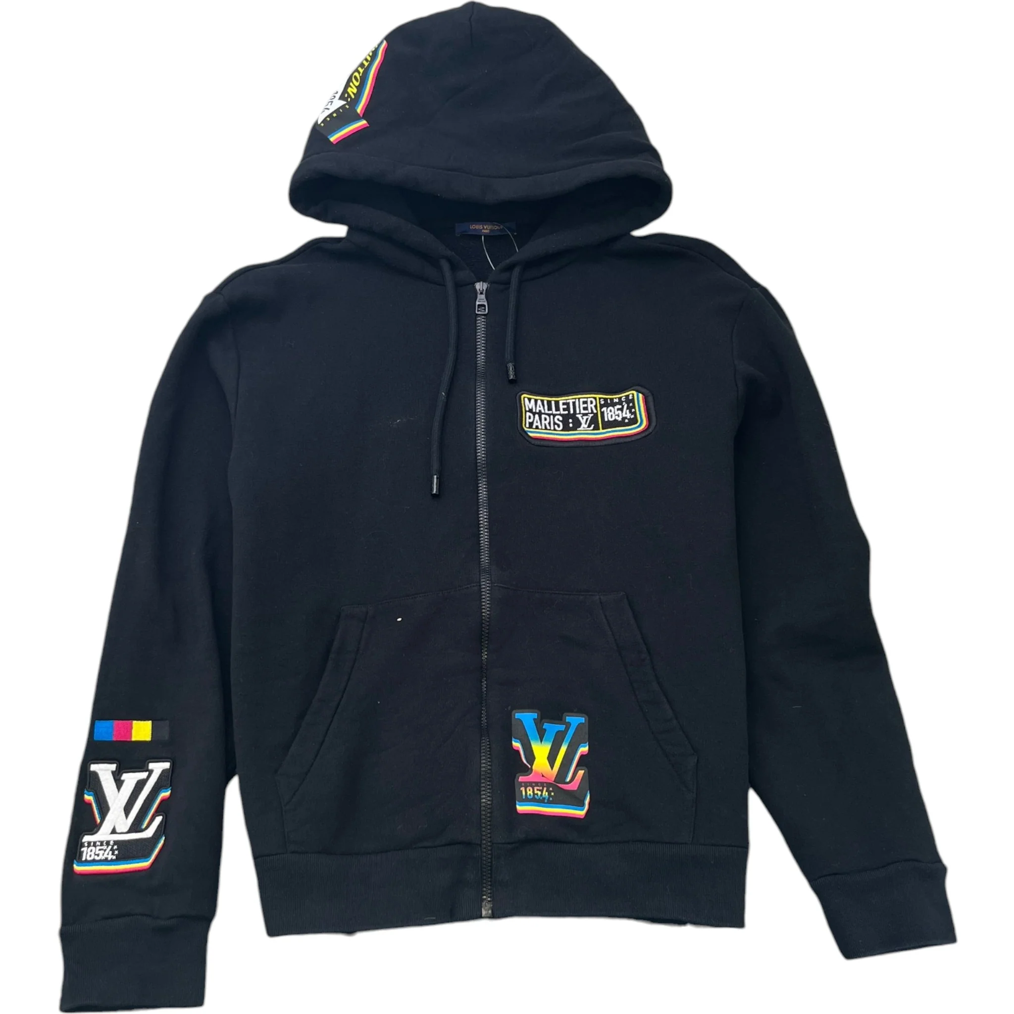 Men's Lv Malletier Zip Up Hoodie Black Size XL
