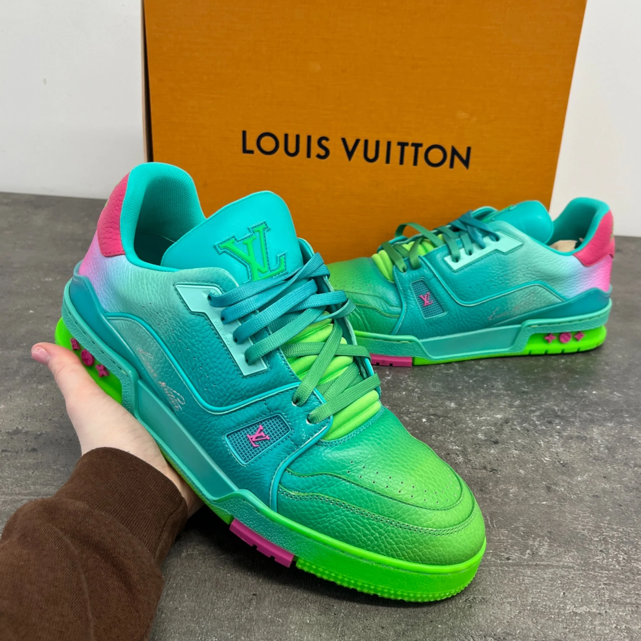 Men's Lv Ombre Low Trainers Green Size EU 42 / UK 8 - Image 12