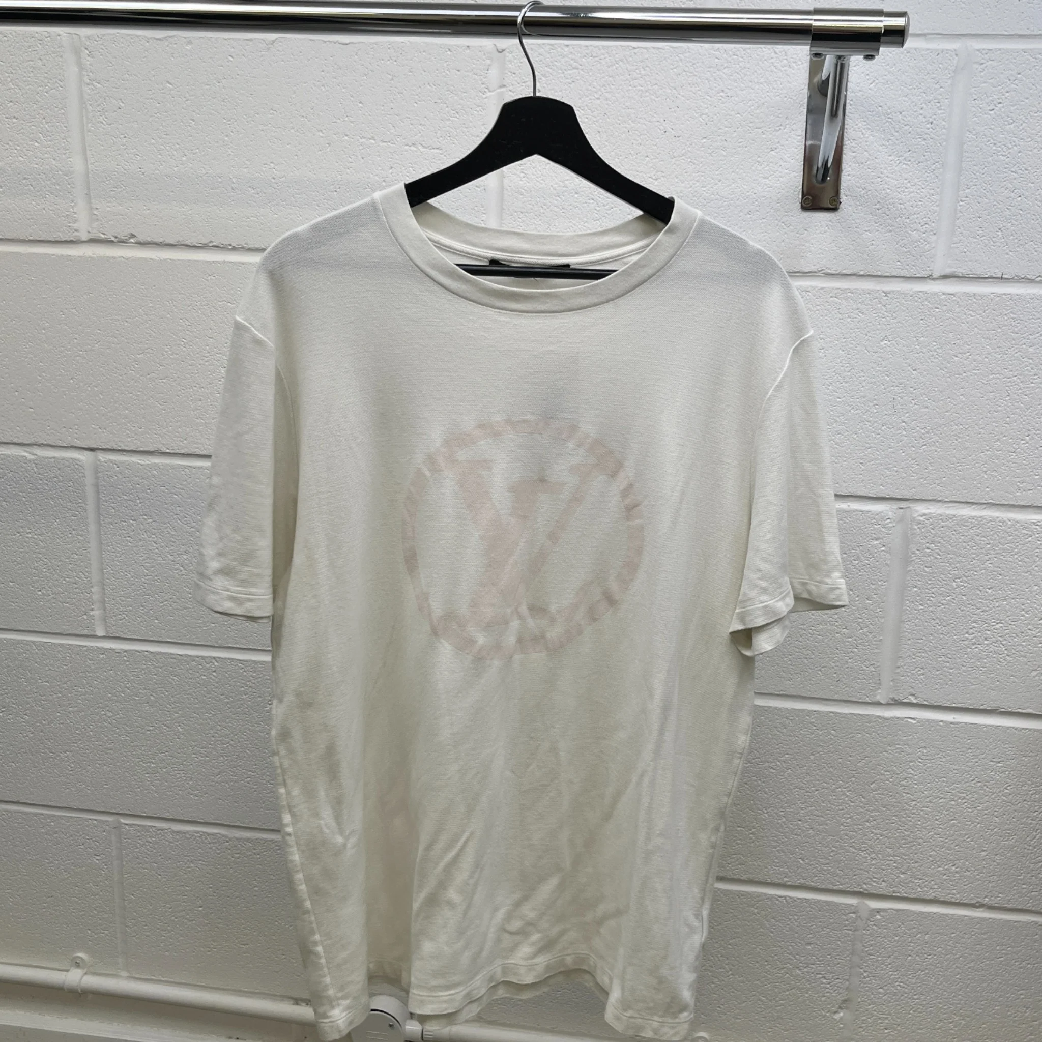 Men's Lv Print T-Shirt White Size XL - Image 9