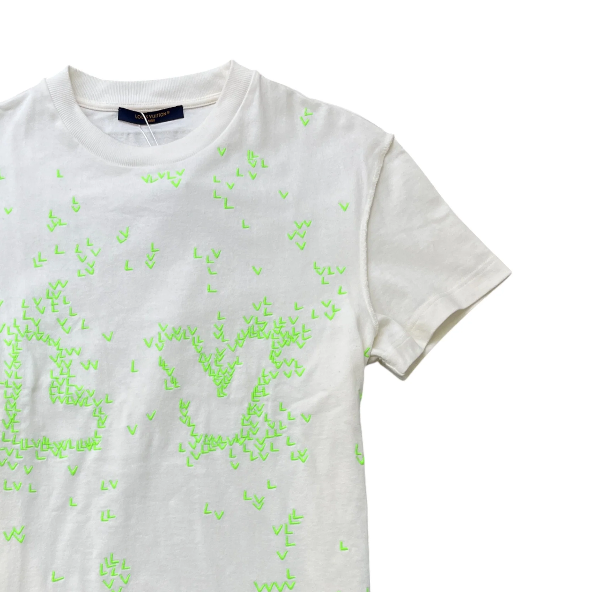 Men's Lv Spread Embroidery T-Shirt White Size XS - Image 3