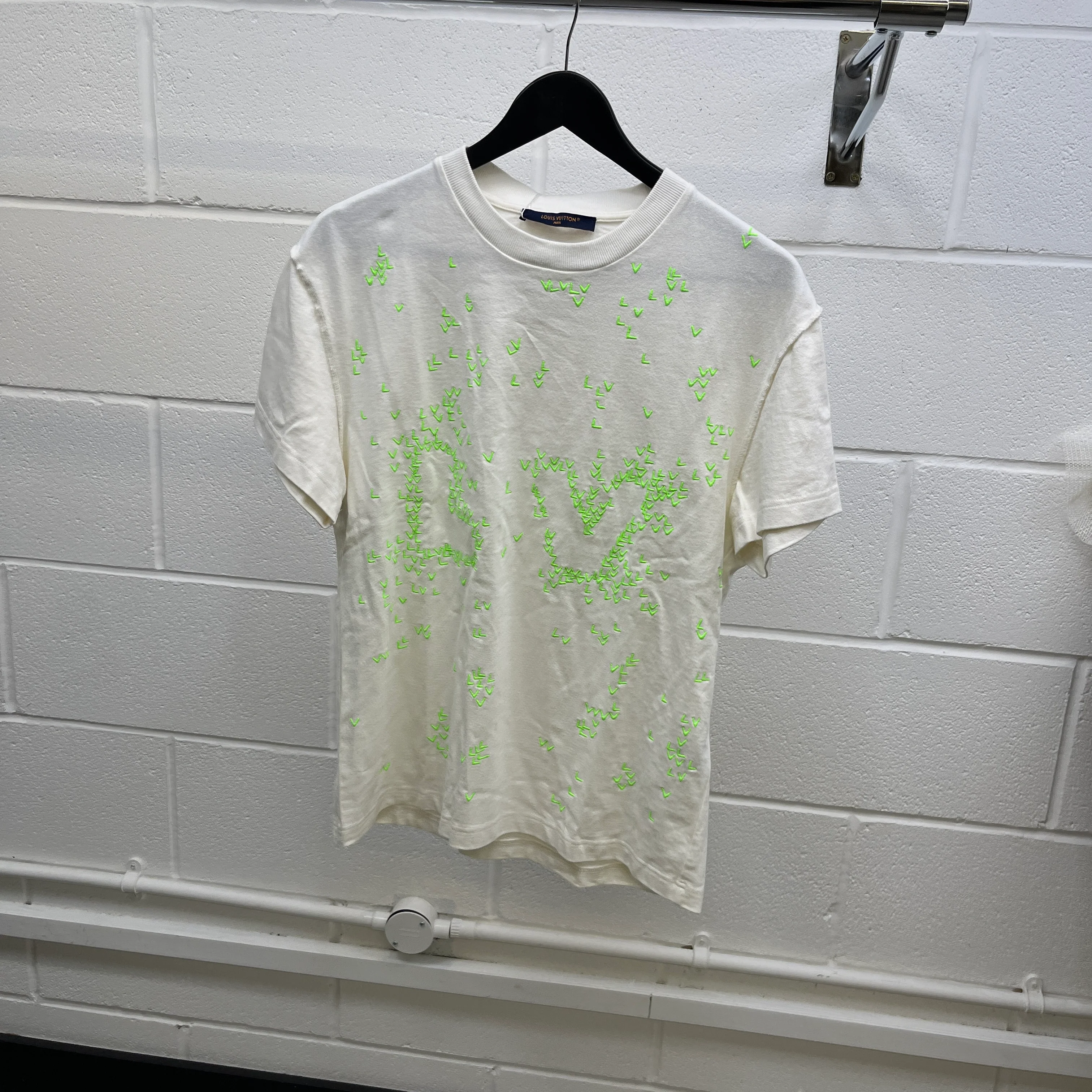 Men's Lv Spread Embroidery T-Shirt White Size XS - Image 9