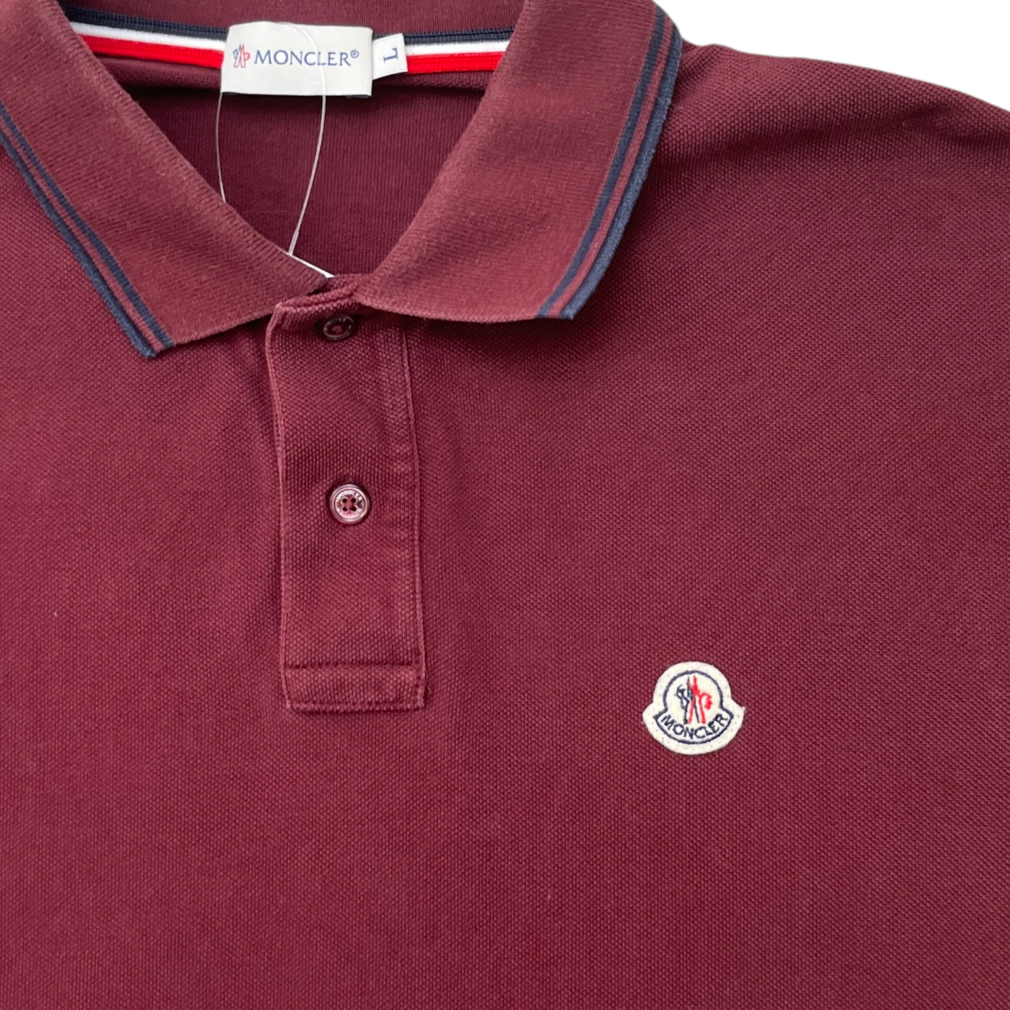 Men's Maglia Manica Corta Polo Shirt Burgundy Size L - Image 5