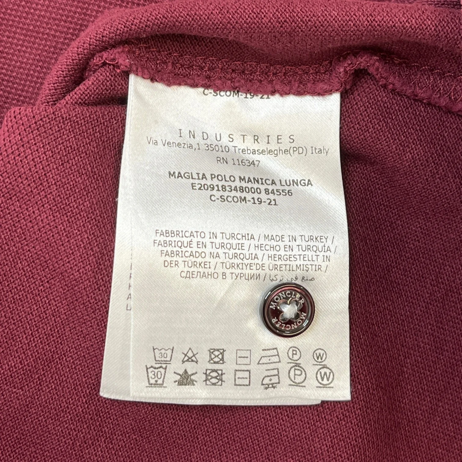 Men's Maglia Polo Shirt Burgundy Size M - Image 7