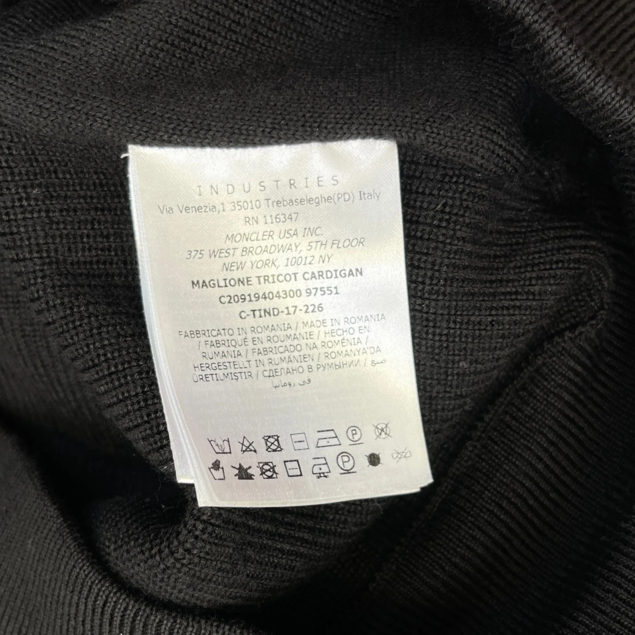 Men's Maglione Tricot Cardigan Jacket Black Size XL - Image 9
