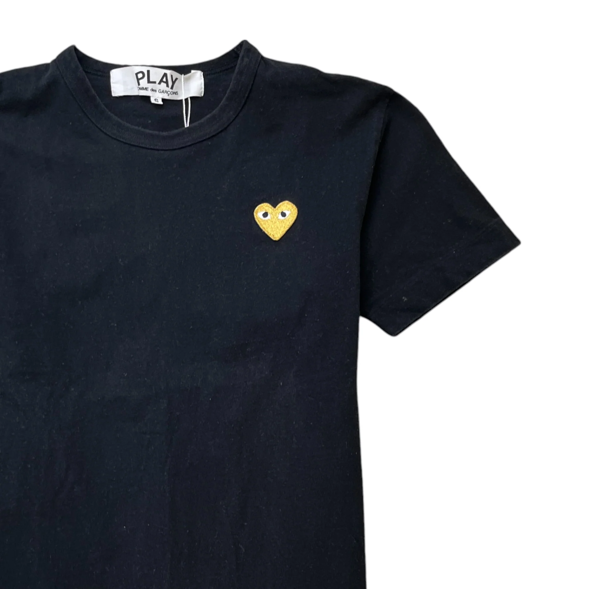 Men's Metallic Embroidered Heart T-Shirt Black Size S - Image 3